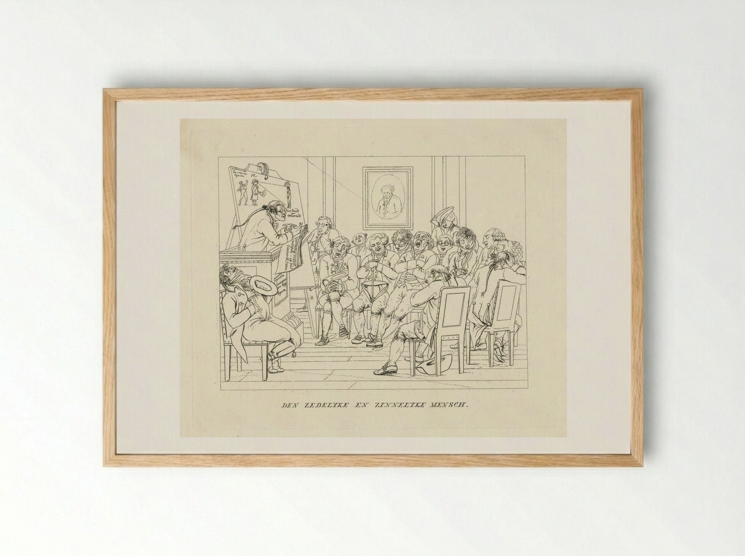 Slapende heren tijdens een lezing - Jacob Ernst Marcus - Framed Print Wood