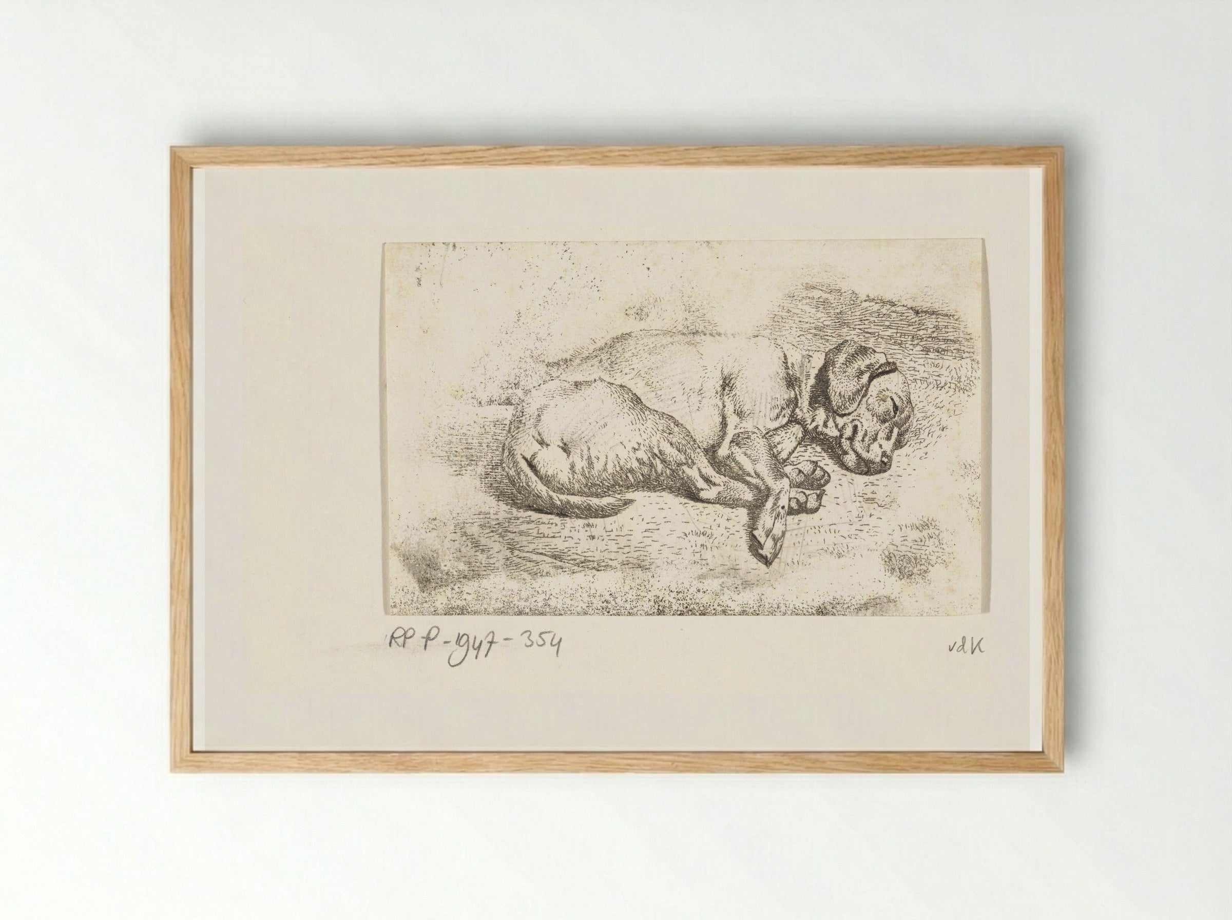 Slapende hond (Sleeping Dog) - Wouter Johannes van Troostwijk - Framed Print Wood