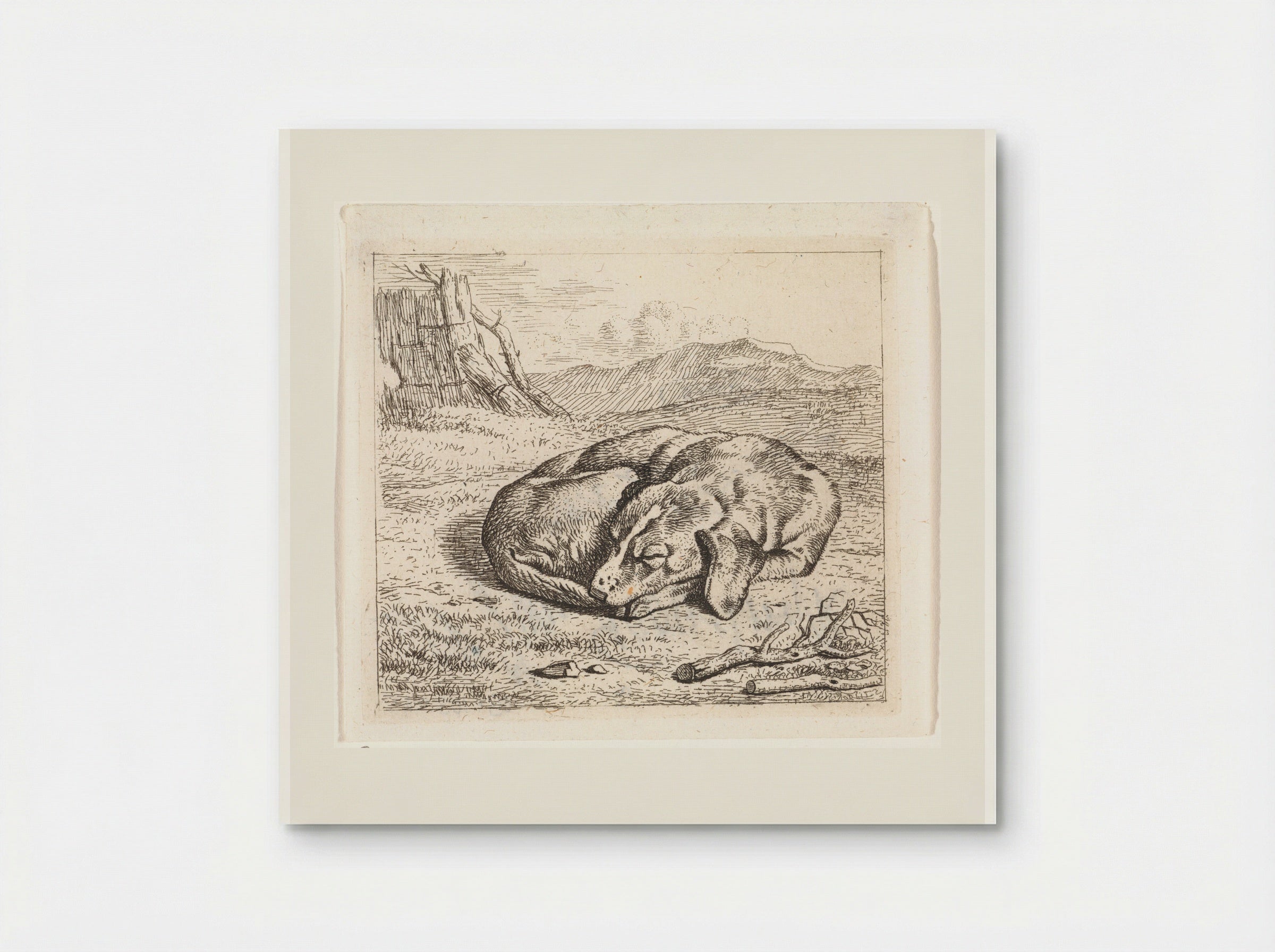 Slapende hond in landschap - Wouter Johannes van Troostwijk - Poster