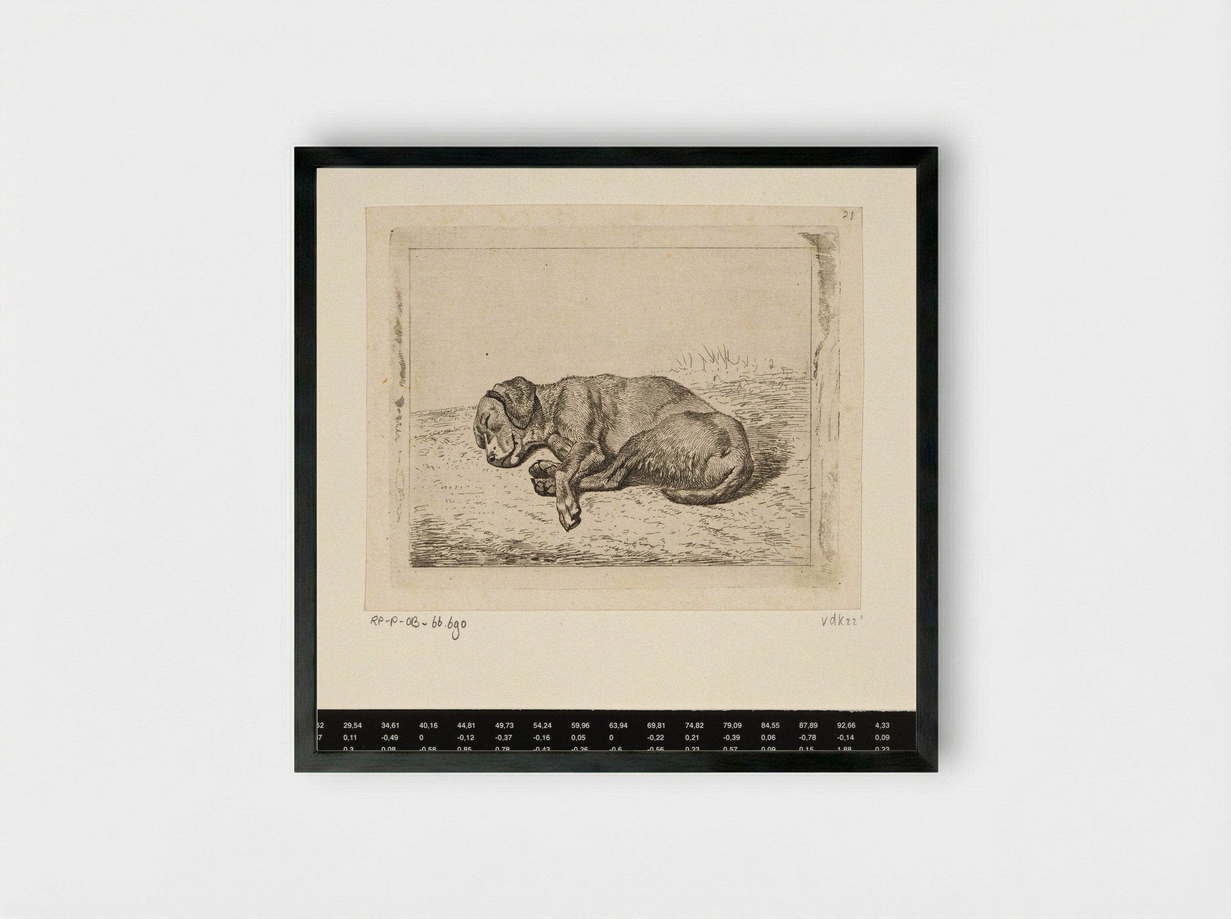 Slapende hond naar links - Wouter Johannes van Troostwijk - Framed Print Black