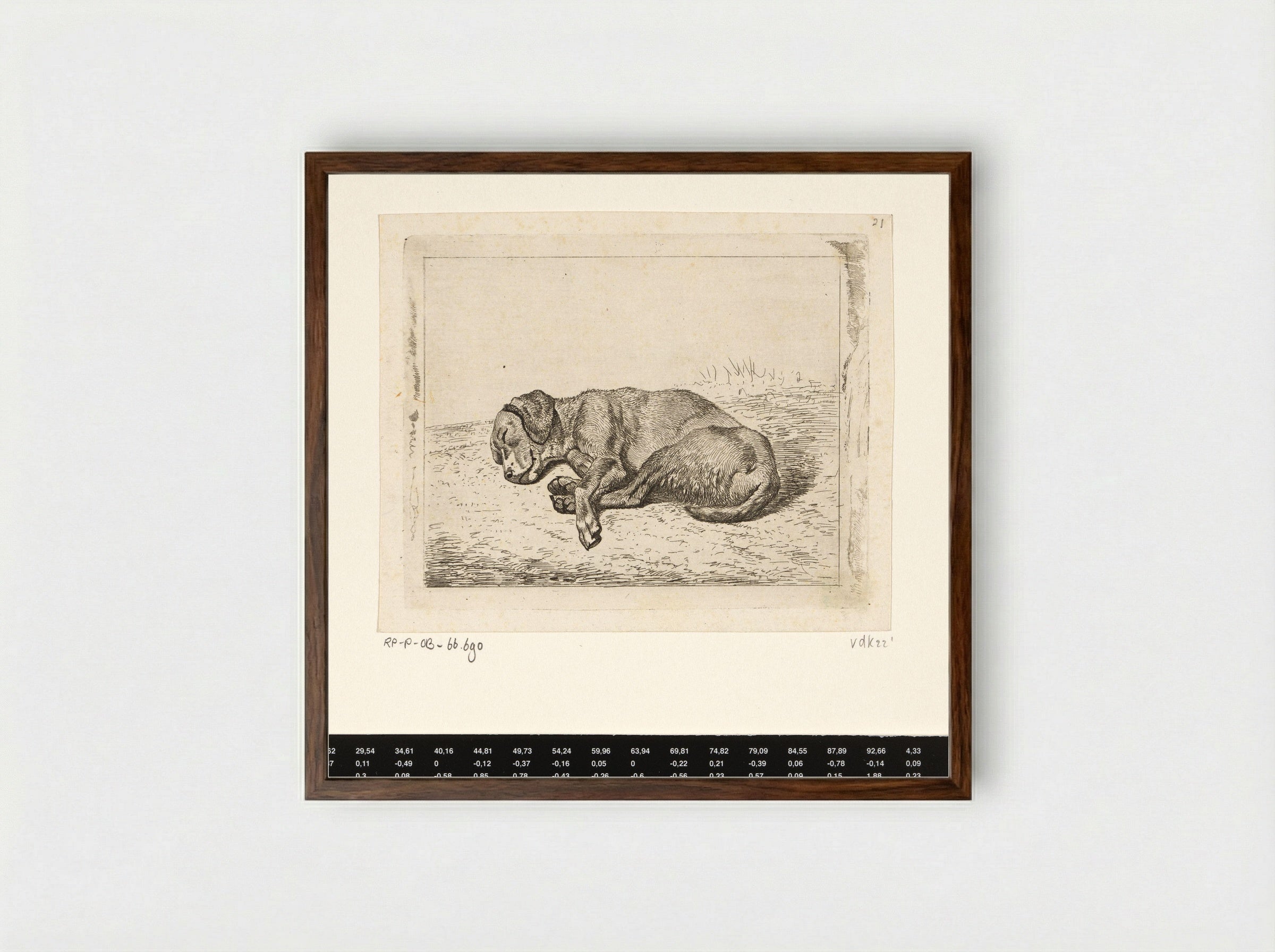 Slapende hond naar links - Wouter Johannes van Troostwijk - Framed Print Dark Wood