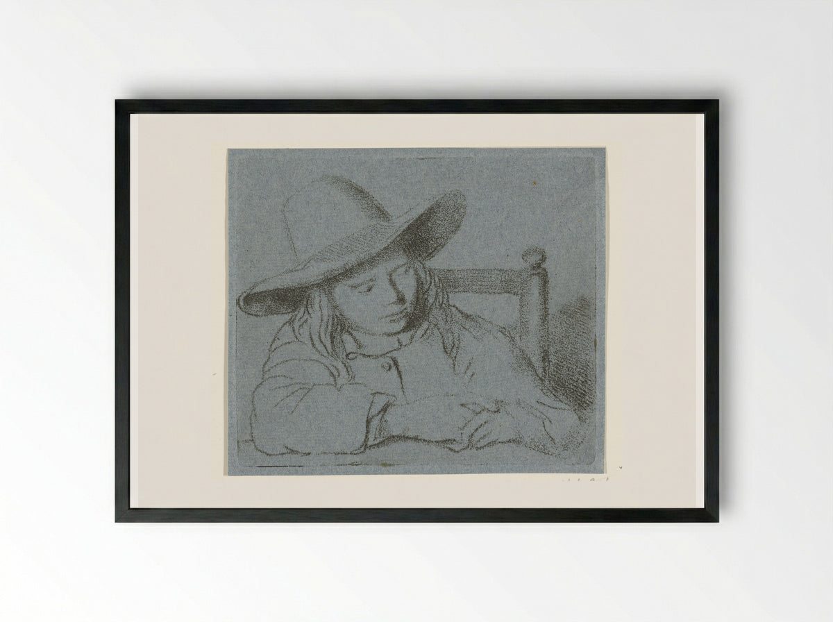 Slapende jongen met hoed - Ernst Willem Jan Bagelaar - Framed Print Black