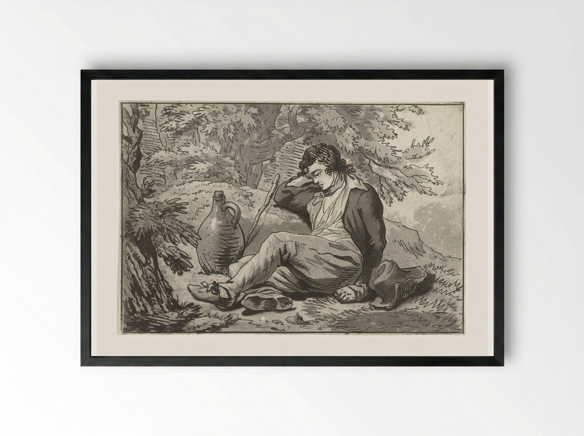 Slapende man - Hermanus Fock - Framed Print Black
