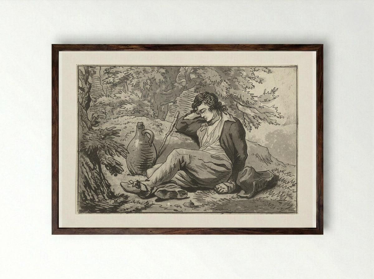 Slapende man - Hermanus Fock - Framed Print Dark Wood