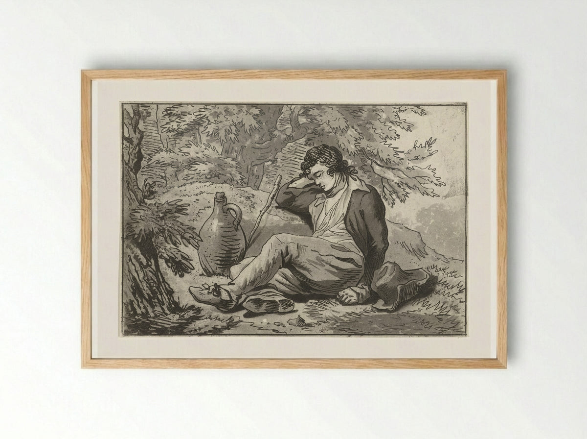 Slapende man - Hermanus Fock - Framed Print Wood