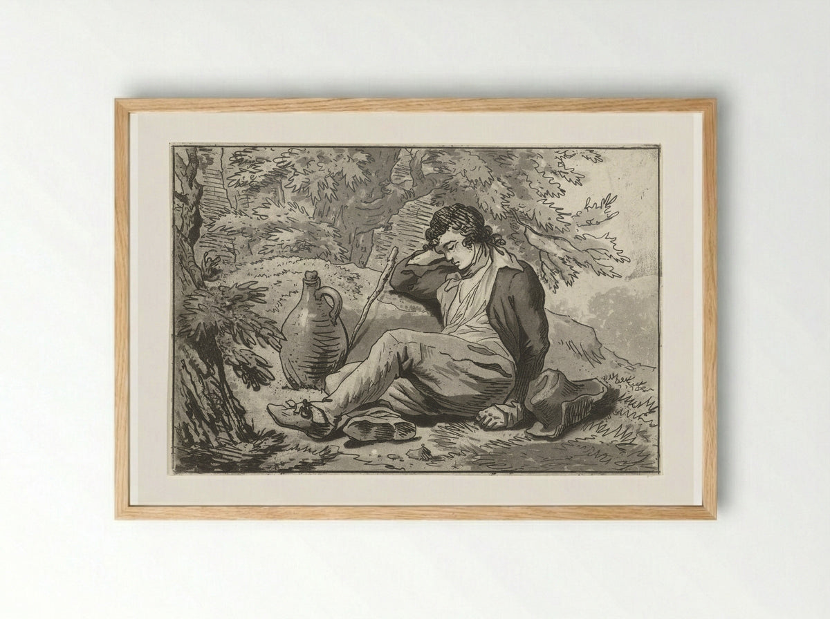 Slapende man - Hermanus Fock - Framed Print Wood