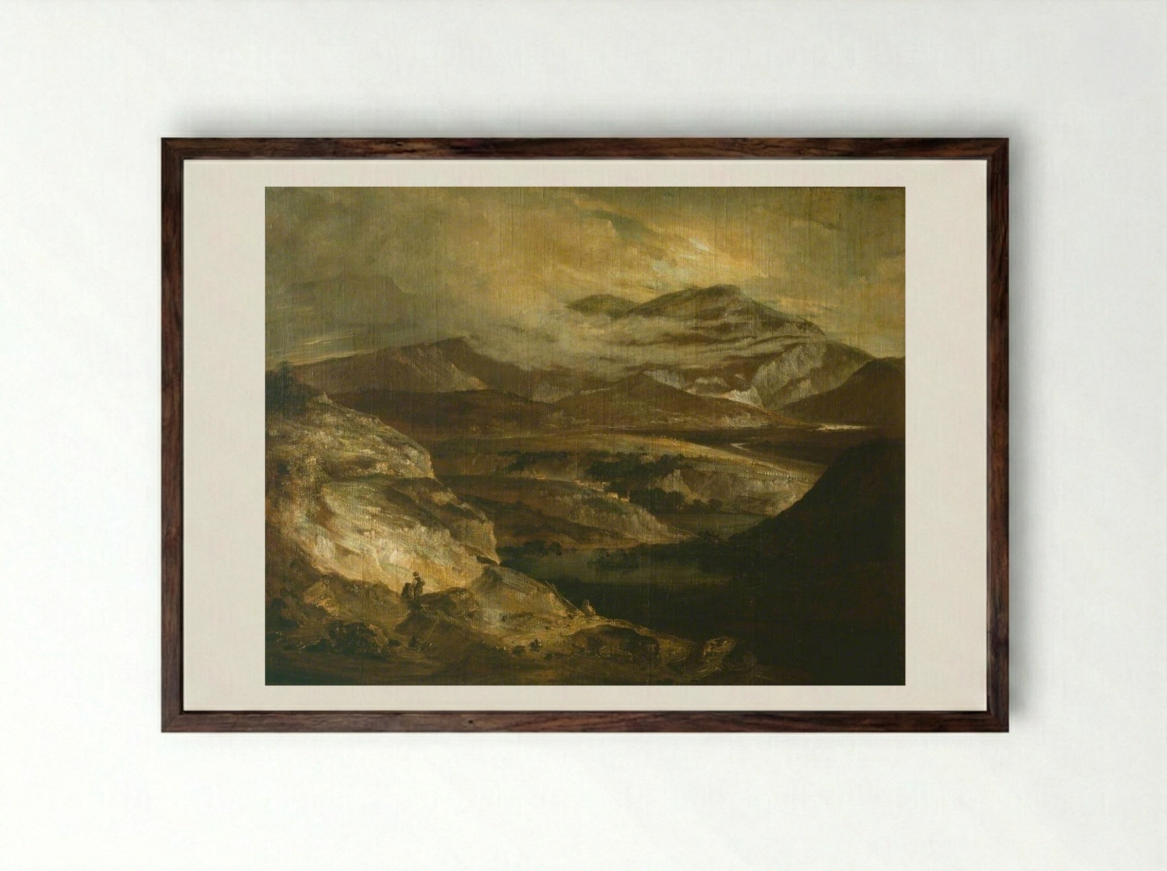 Slate Quarries - John Crome - Framed Print Dark Wood