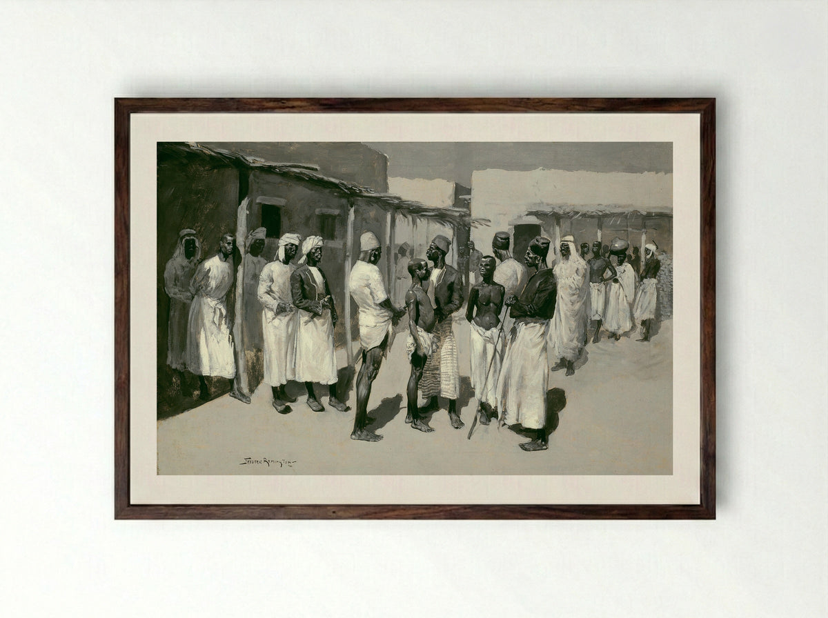 Slave Market - Frederic Remington - Framed Print Dark Wood