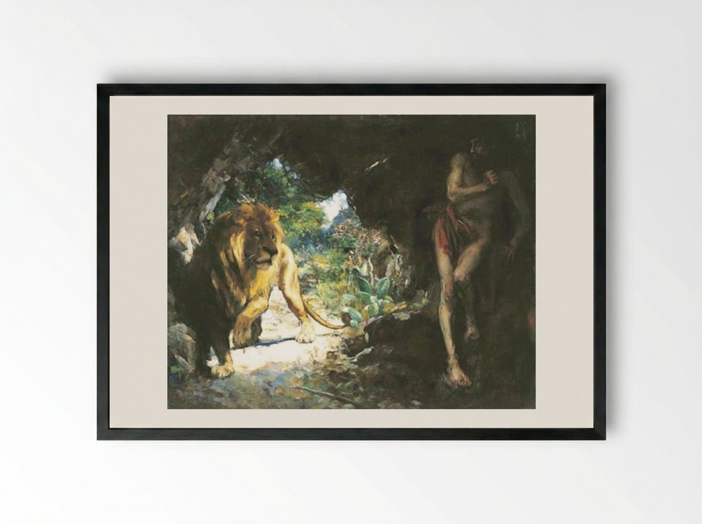 Slave and Lion - Xu Beihong - Framed Print Black