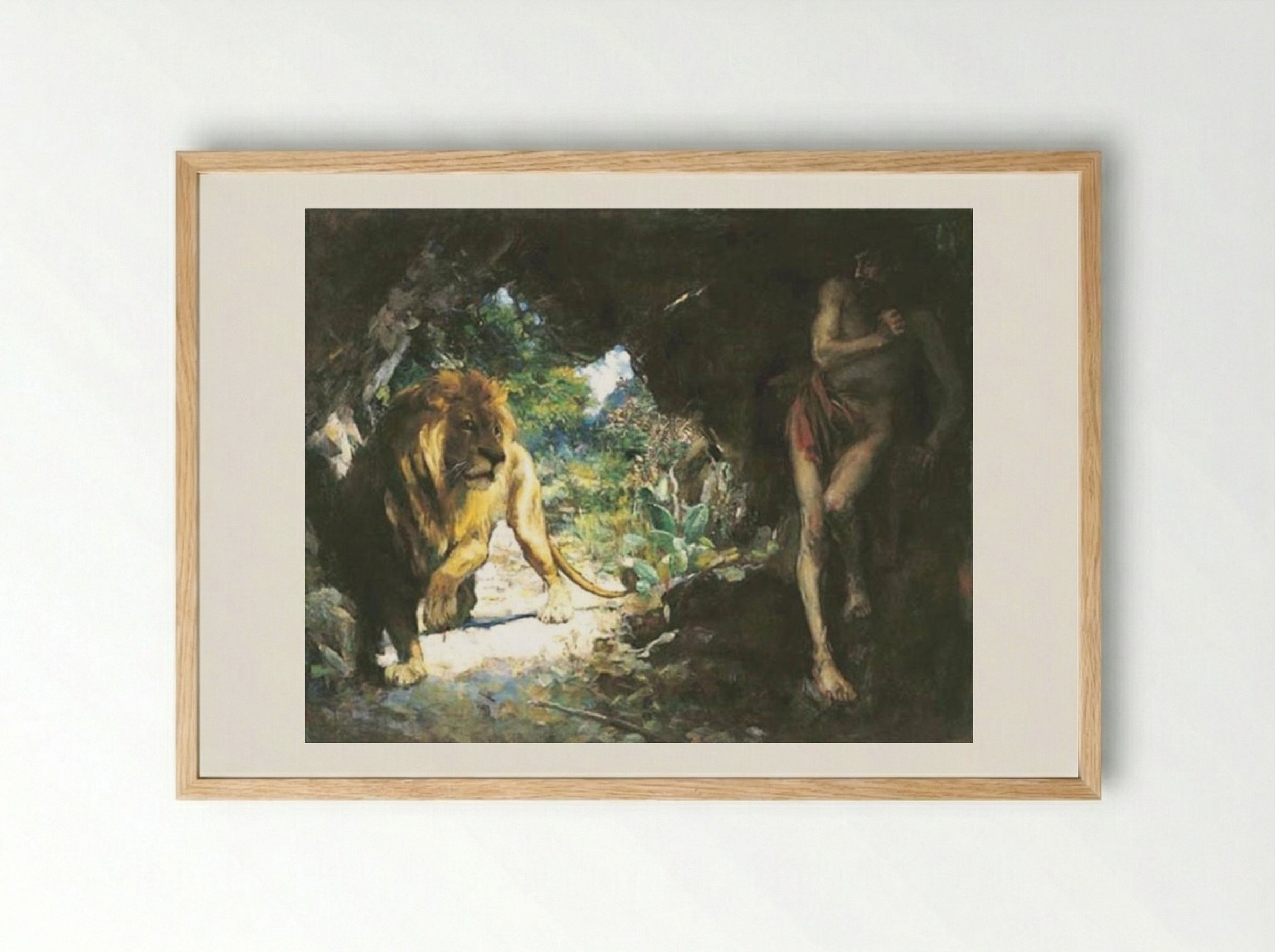 Slave and Lion - Xu Beihong - Framed Print Wood
