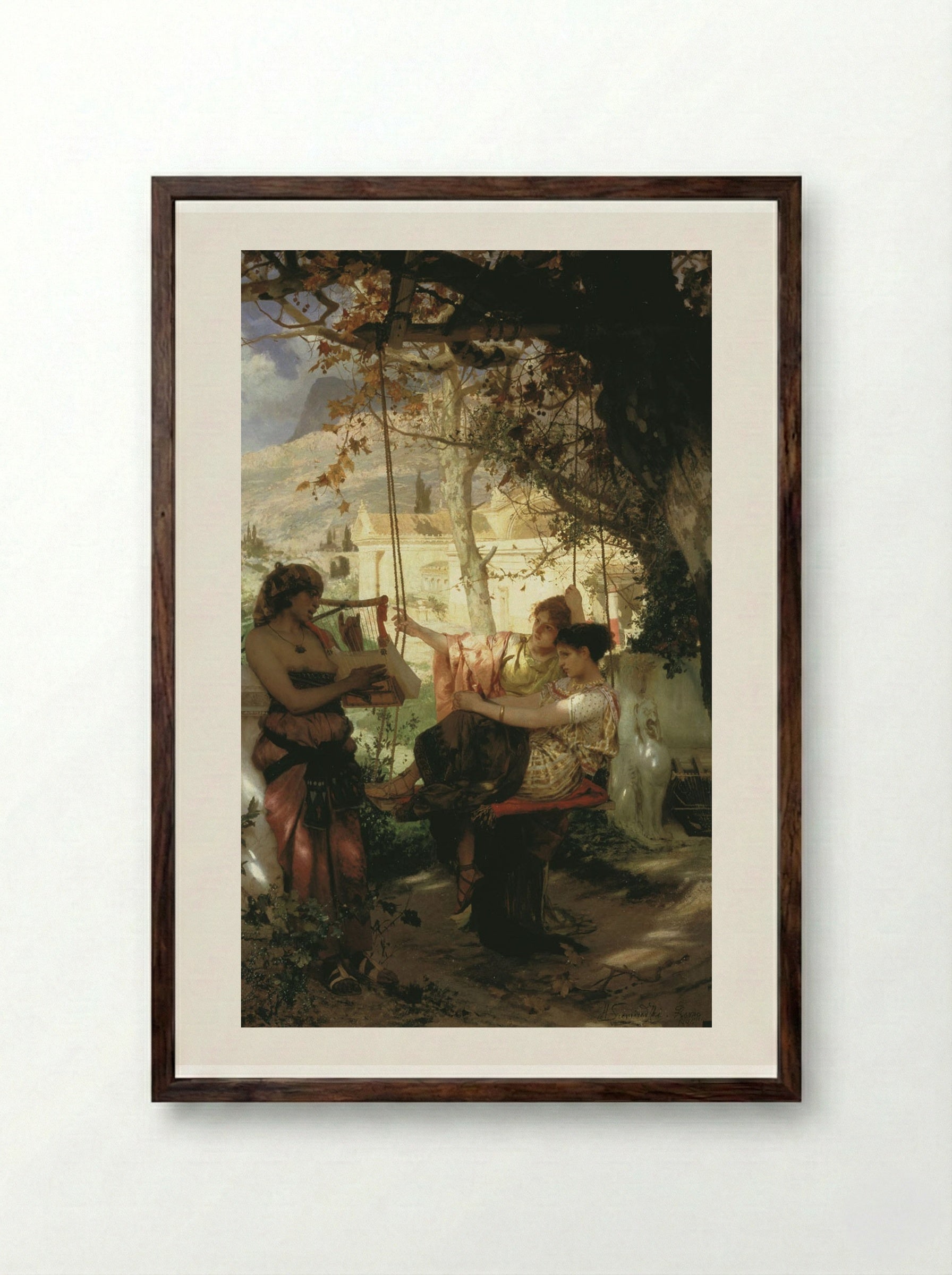 Slave's Song - Henryk Siemiradzki - Framed Print Dark Wood