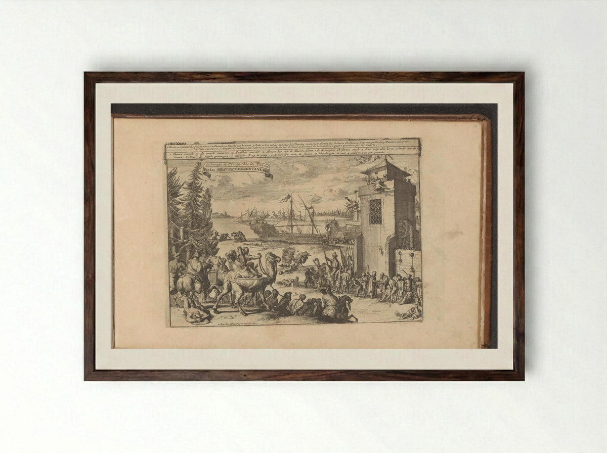 Slavernij en gevangenschap in het Ottomaanse Rijk - Romeyn de Hooghe - Framed Print Dark Wood