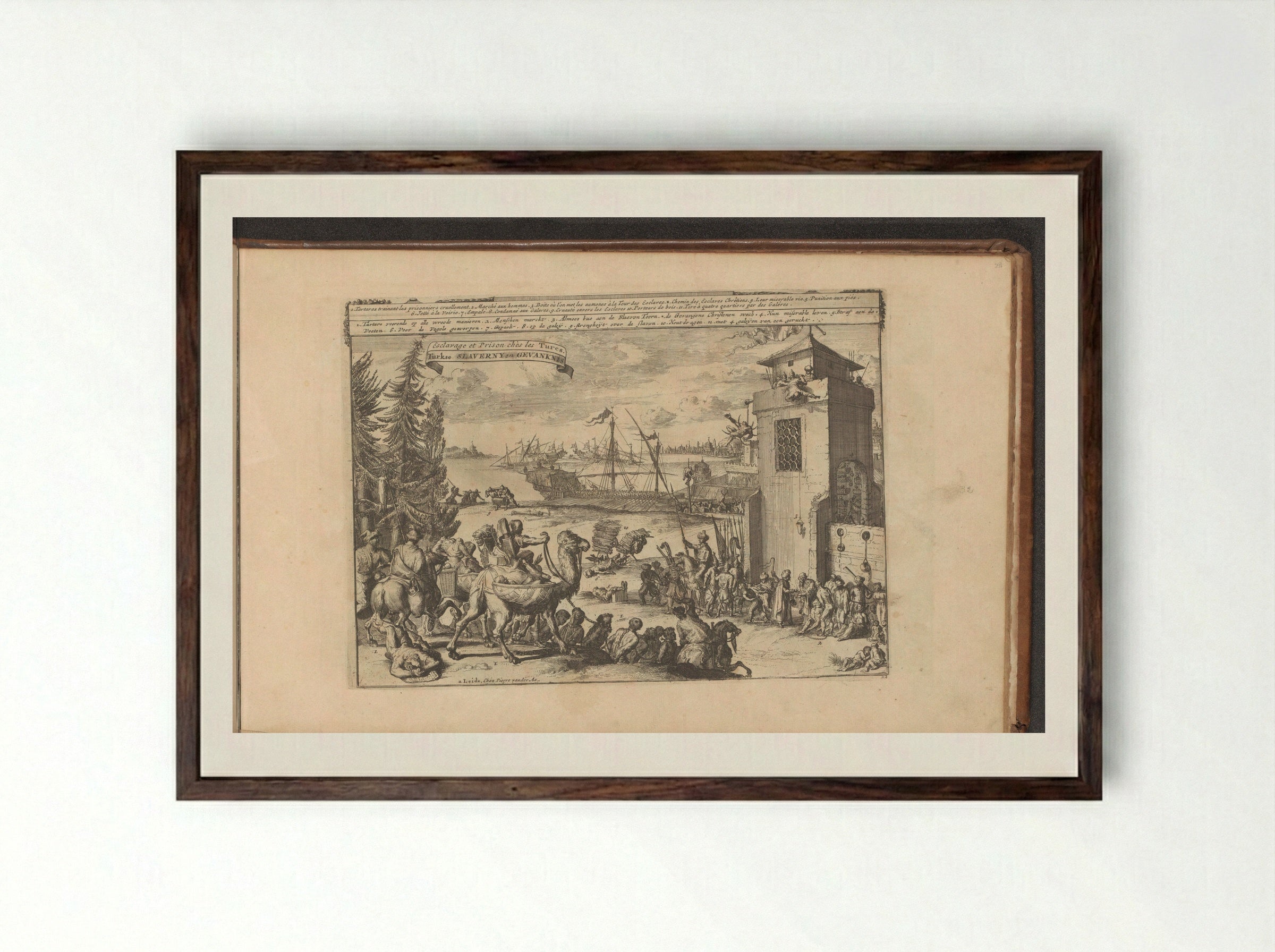 Slavernij en gevangenschap in het Ottomaanse Rijk - Romeyn de Hooghe - Framed Print Dark Wood