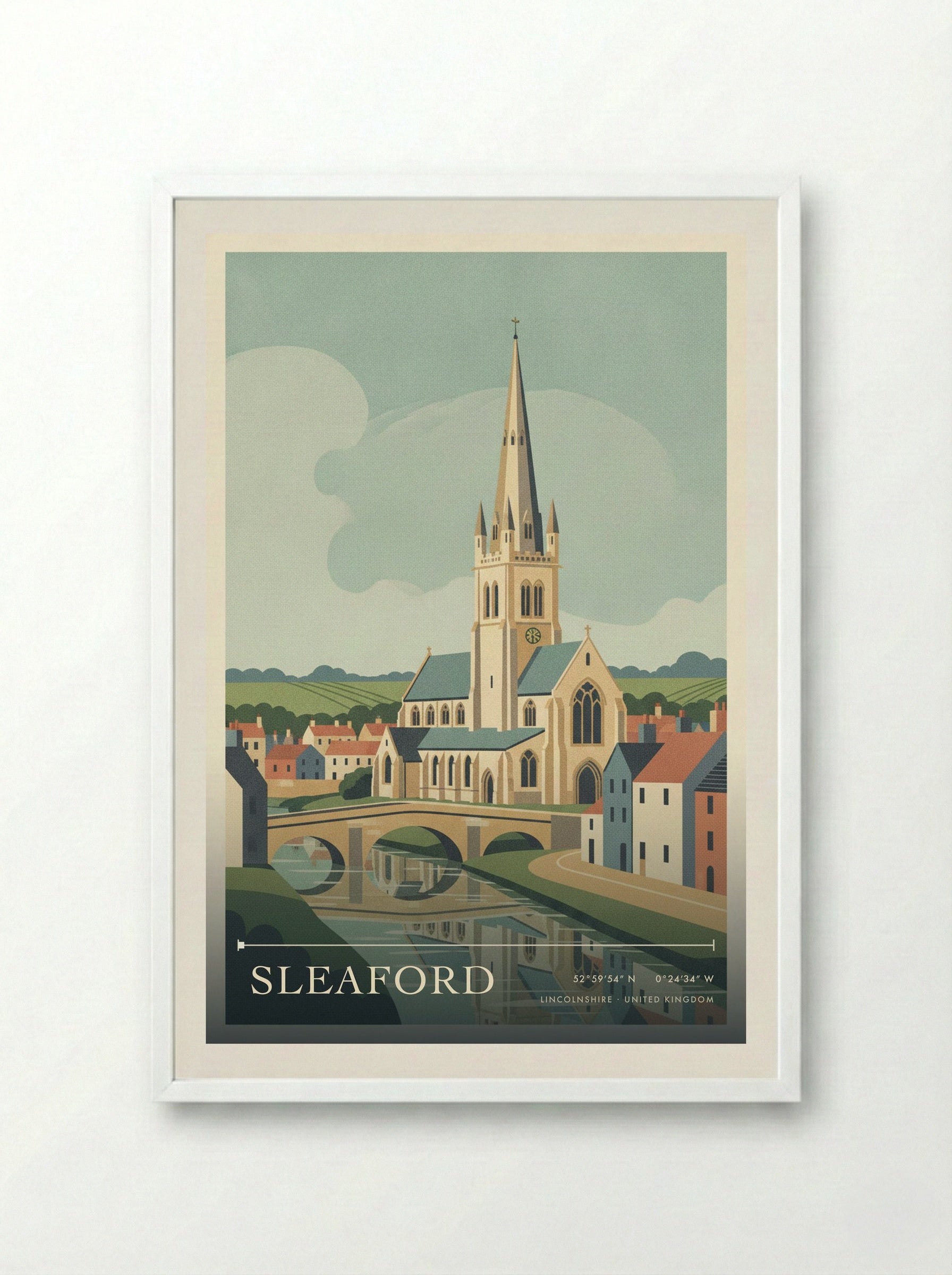 Sleaford Lincolnshire United Kingdom Travel Poster - Framed Print White