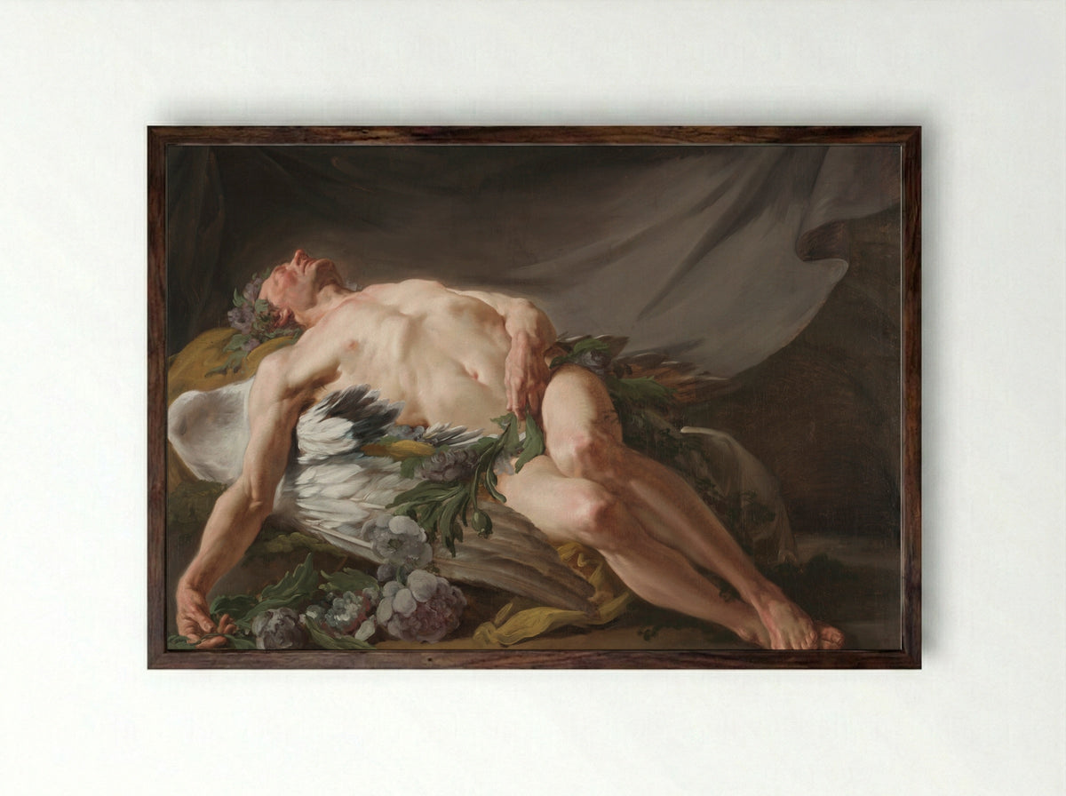 Sleep - Jean Bernard Restout - Framed Print Dark Wood