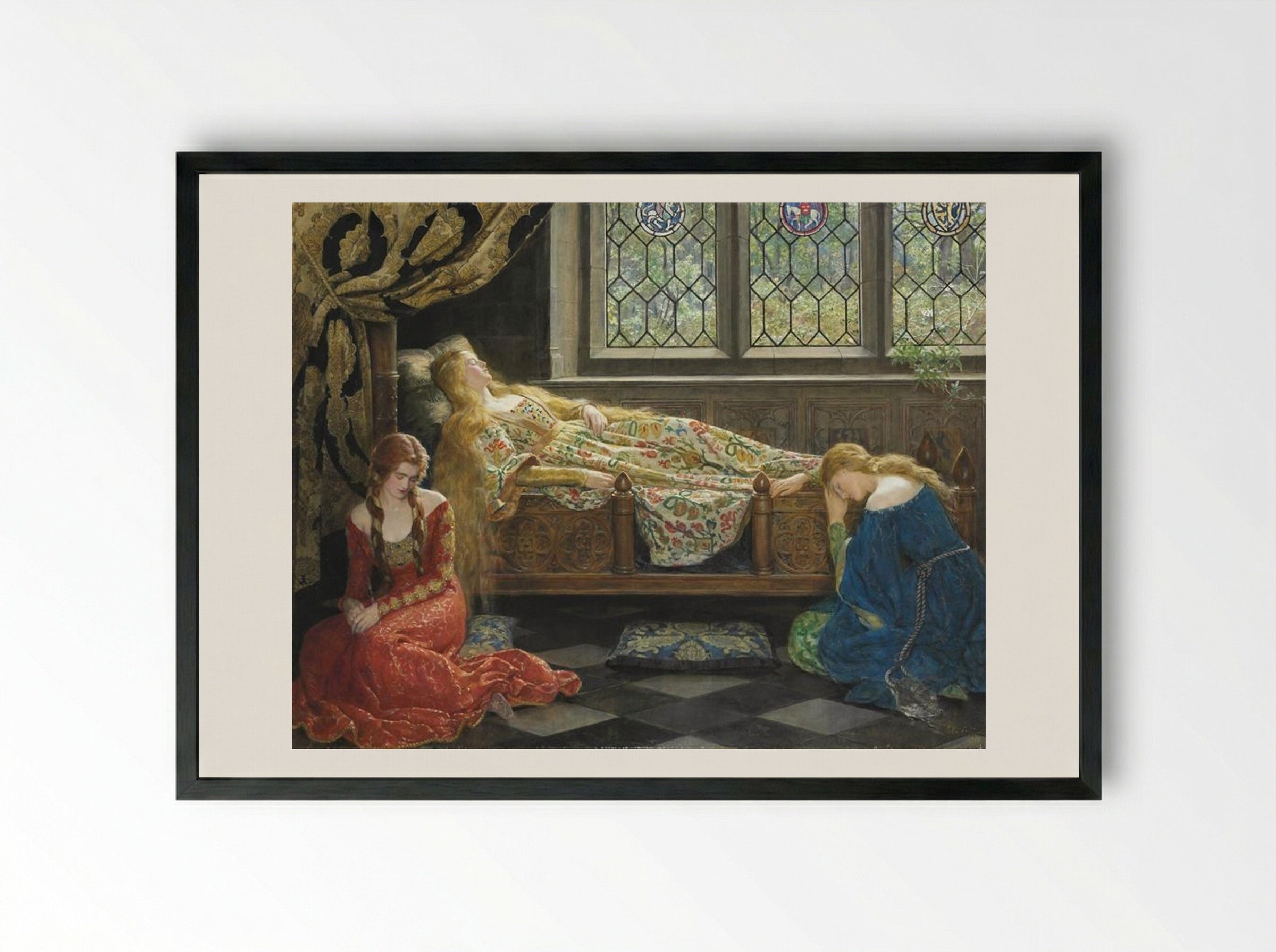 Sleeping Beauty - John Collier - Framed Print Black