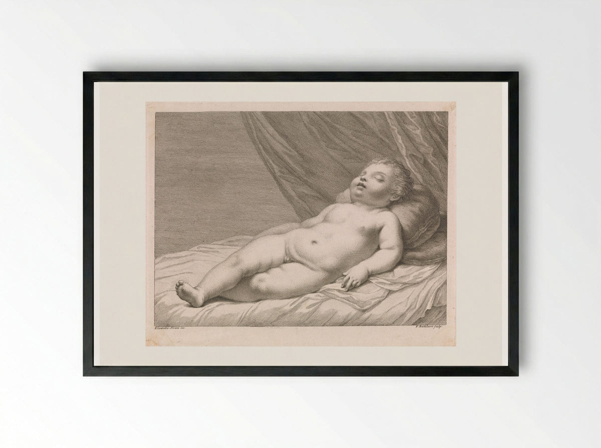 Sleeping Child - Francesco Bartolozzi - Framed Print Black