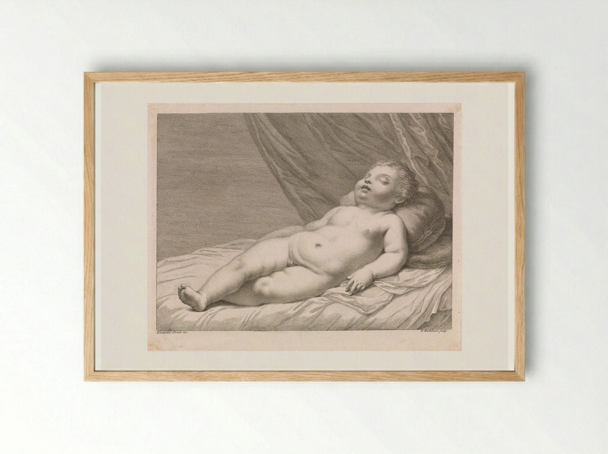 Sleeping Child - Francesco Bartolozzi - Framed Print Wood