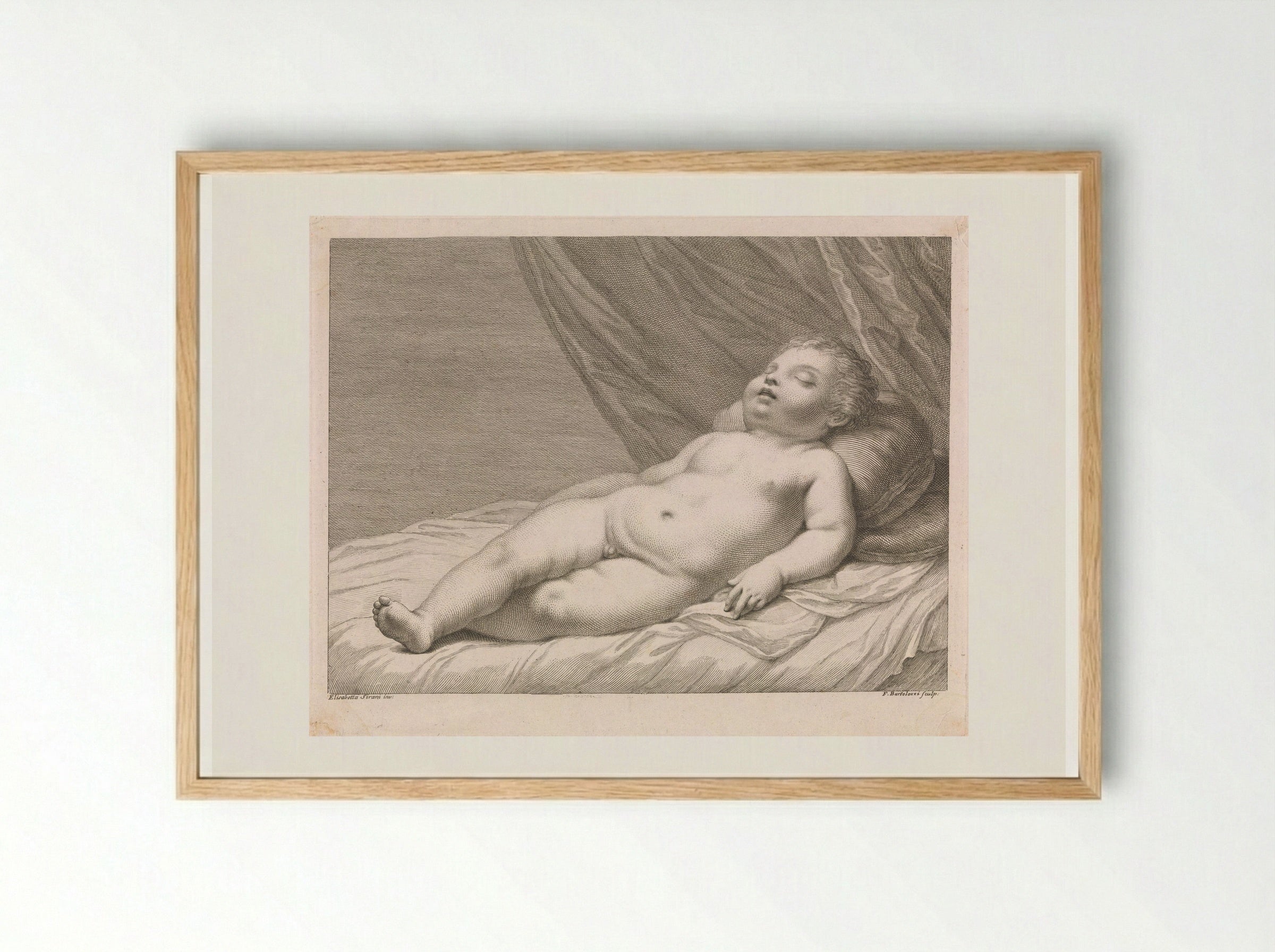 Sleeping Child - Francesco Bartolozzi - Framed Print Wood