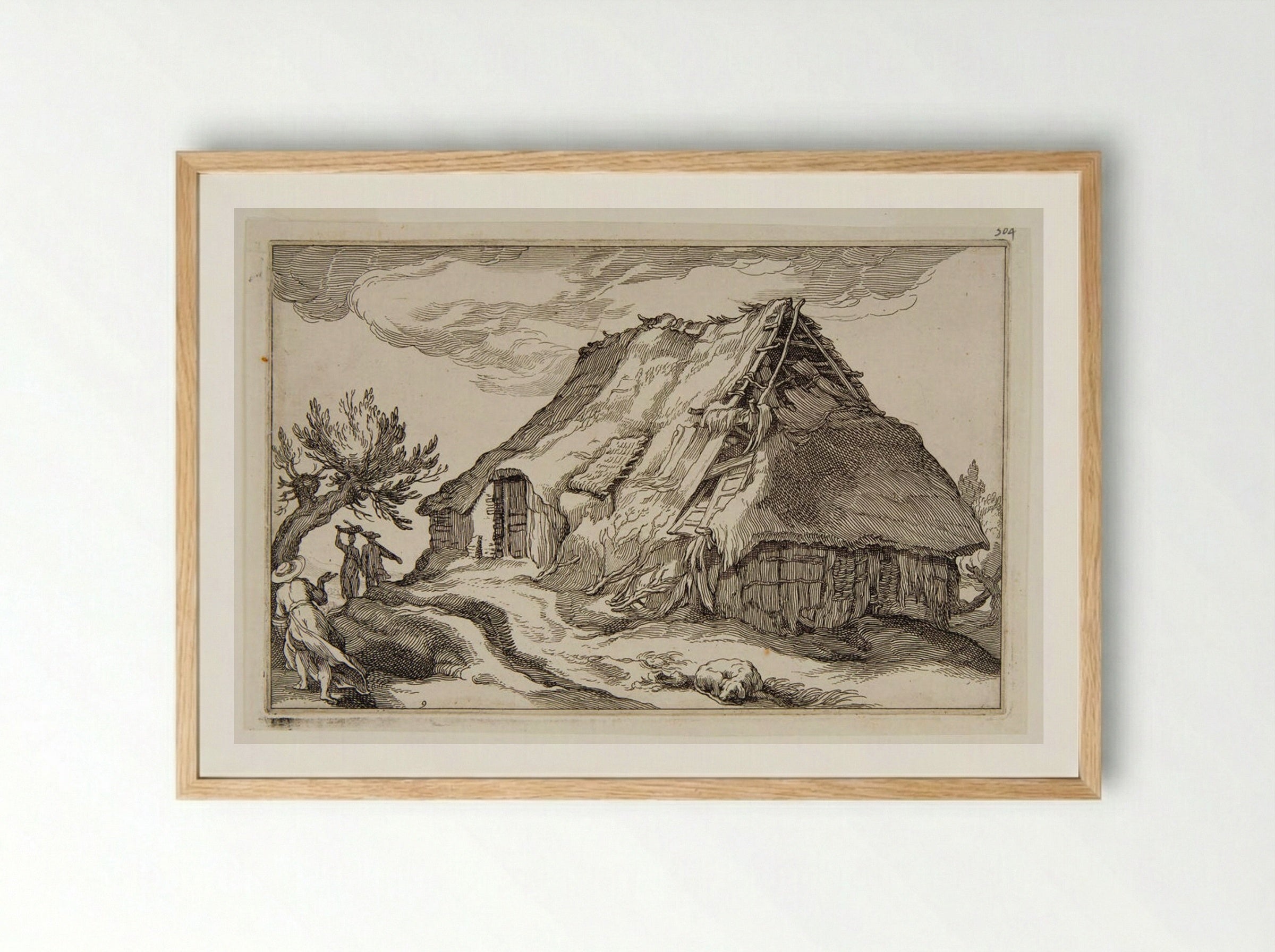 Sleeping Dog before a Cottage - Boetius Adamsz. Bolswert - Framed Print Wood