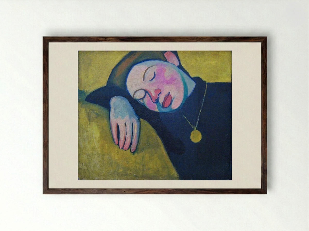 Sleeping Girl - Sonia Delaunay - Framed Print Dark Wood