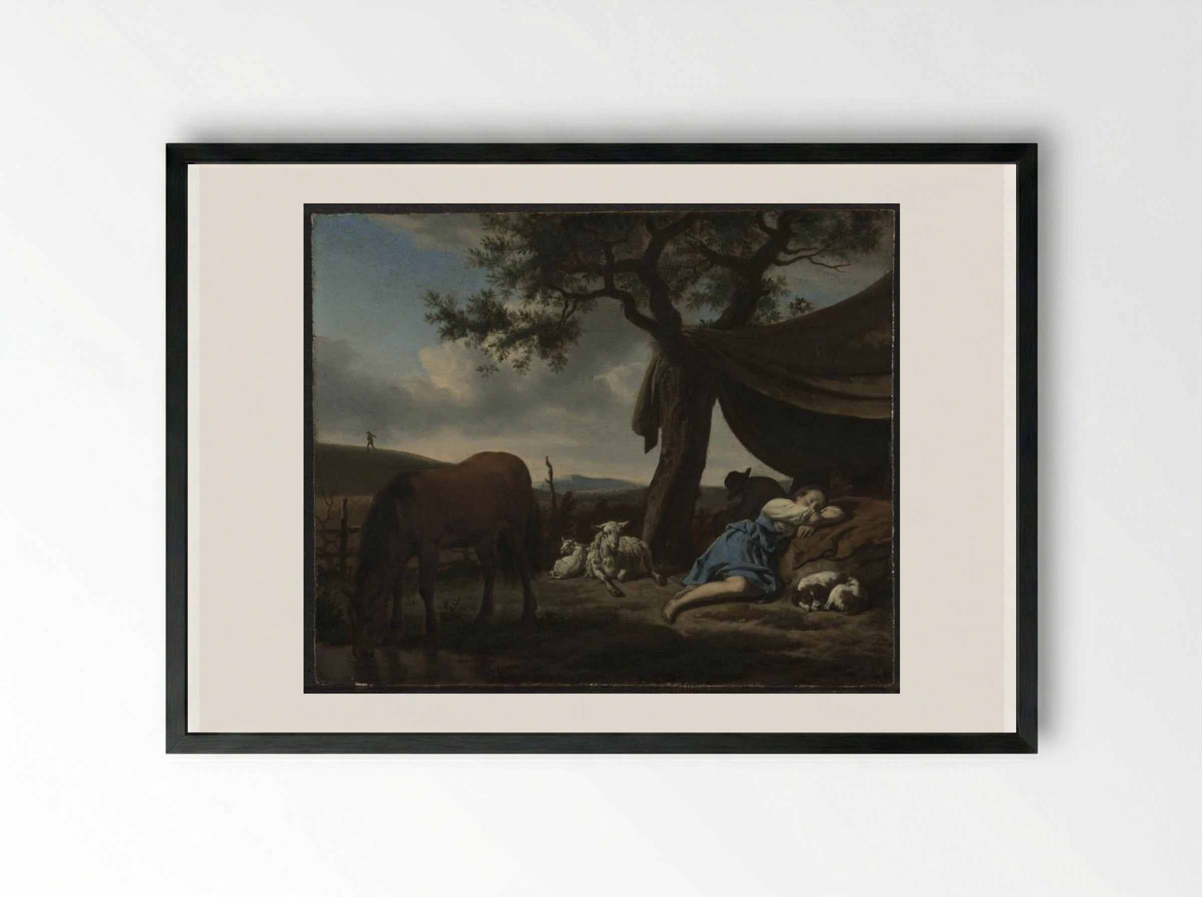 Sleeping Shepherds - Adriaen van de Velde - Framed Print Black