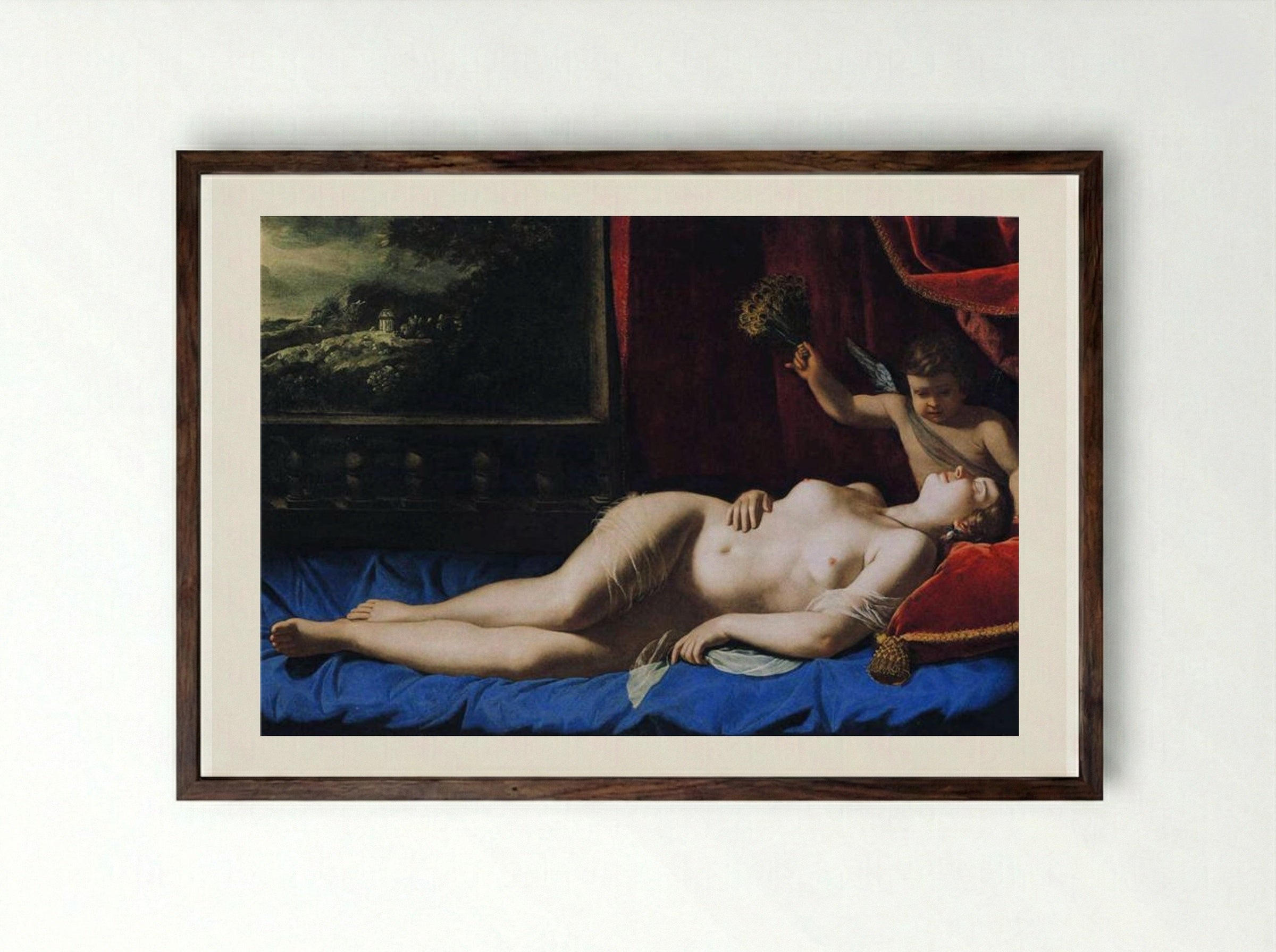 Sleeping Venus - Artemisia Gentileschi - Framed Print Dark Wood