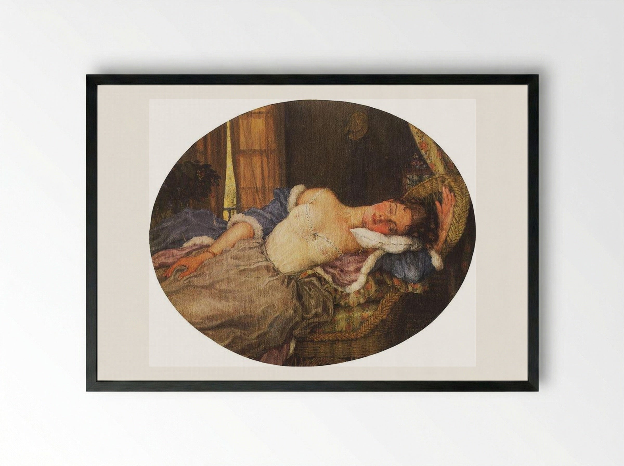 Sleeping Young Woman - Konstantin Somov - Framed Print Black