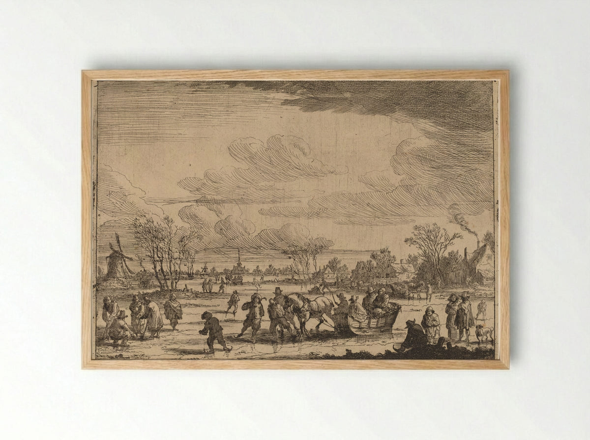 Sleigh on the Ice - Pieter Bout - Framed Print Wood