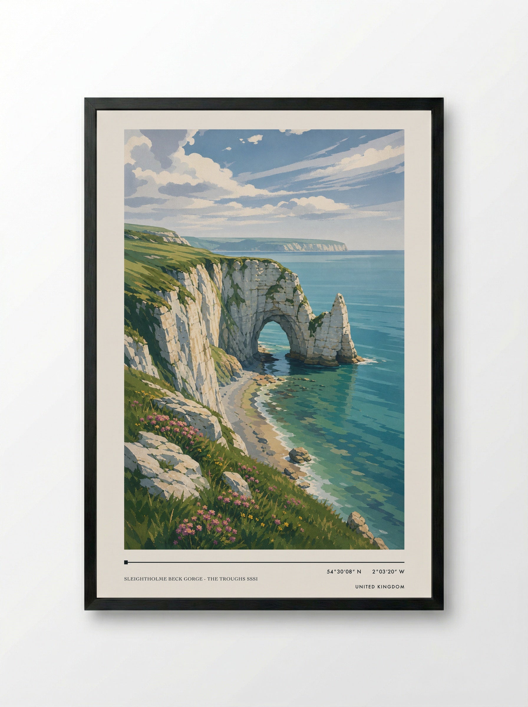 Sleightholme Beck Gorge - The Troughs SSSI United Kingdom Travel Poster - Framed Print Black