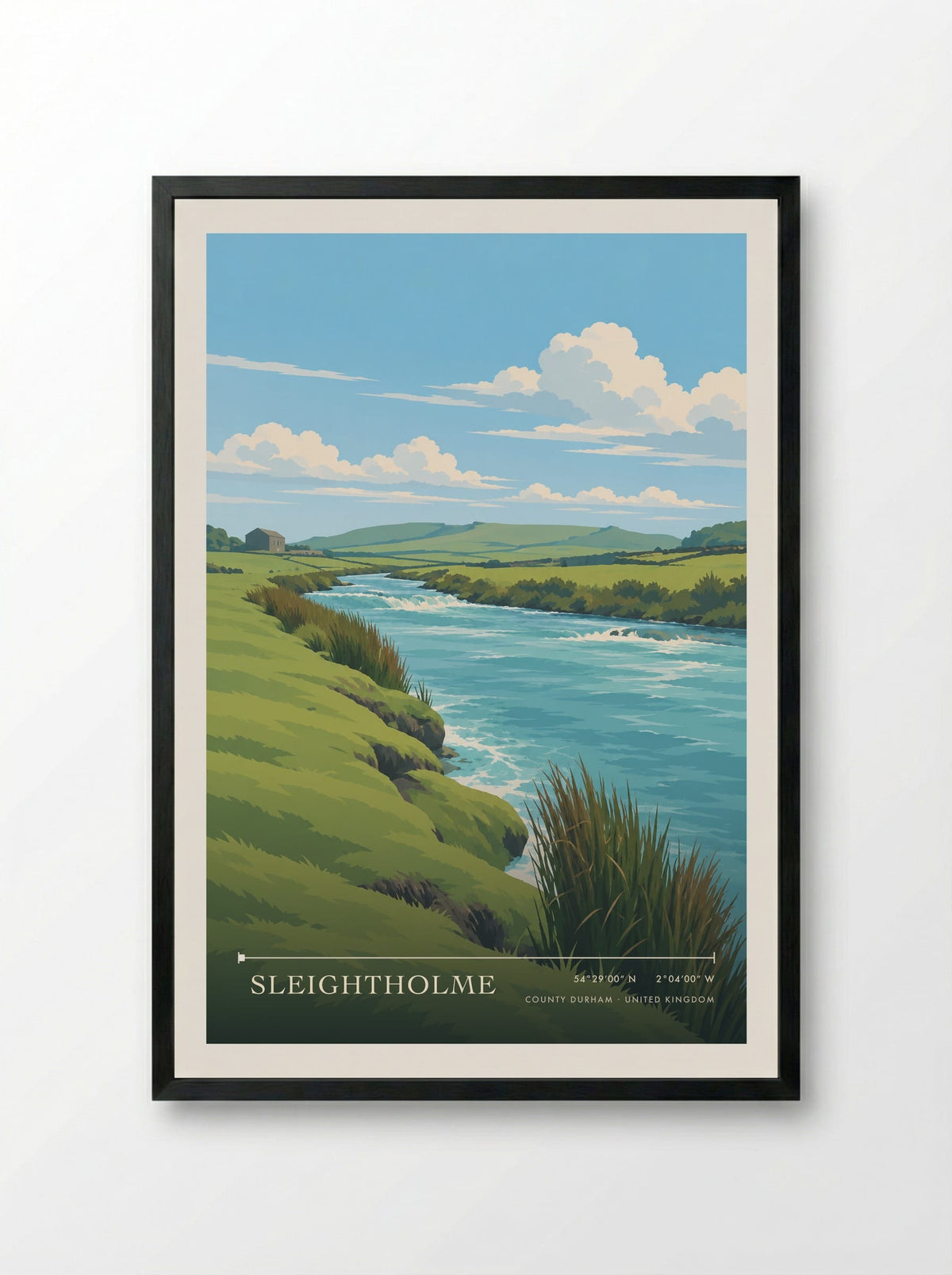 Sleightholme, County Durham | Travel Poster - Framed Print Black