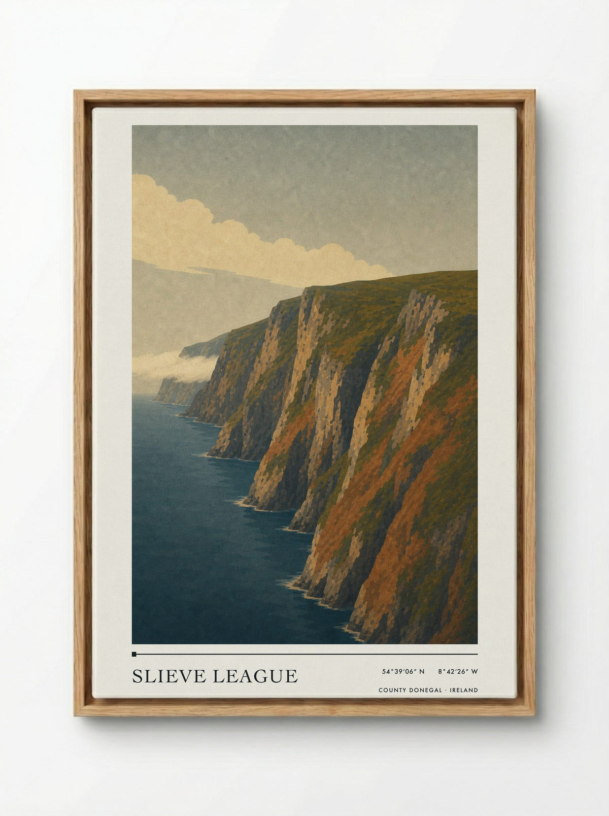 Slieve League Travel Poster Artwork - Framed Canvas Wood