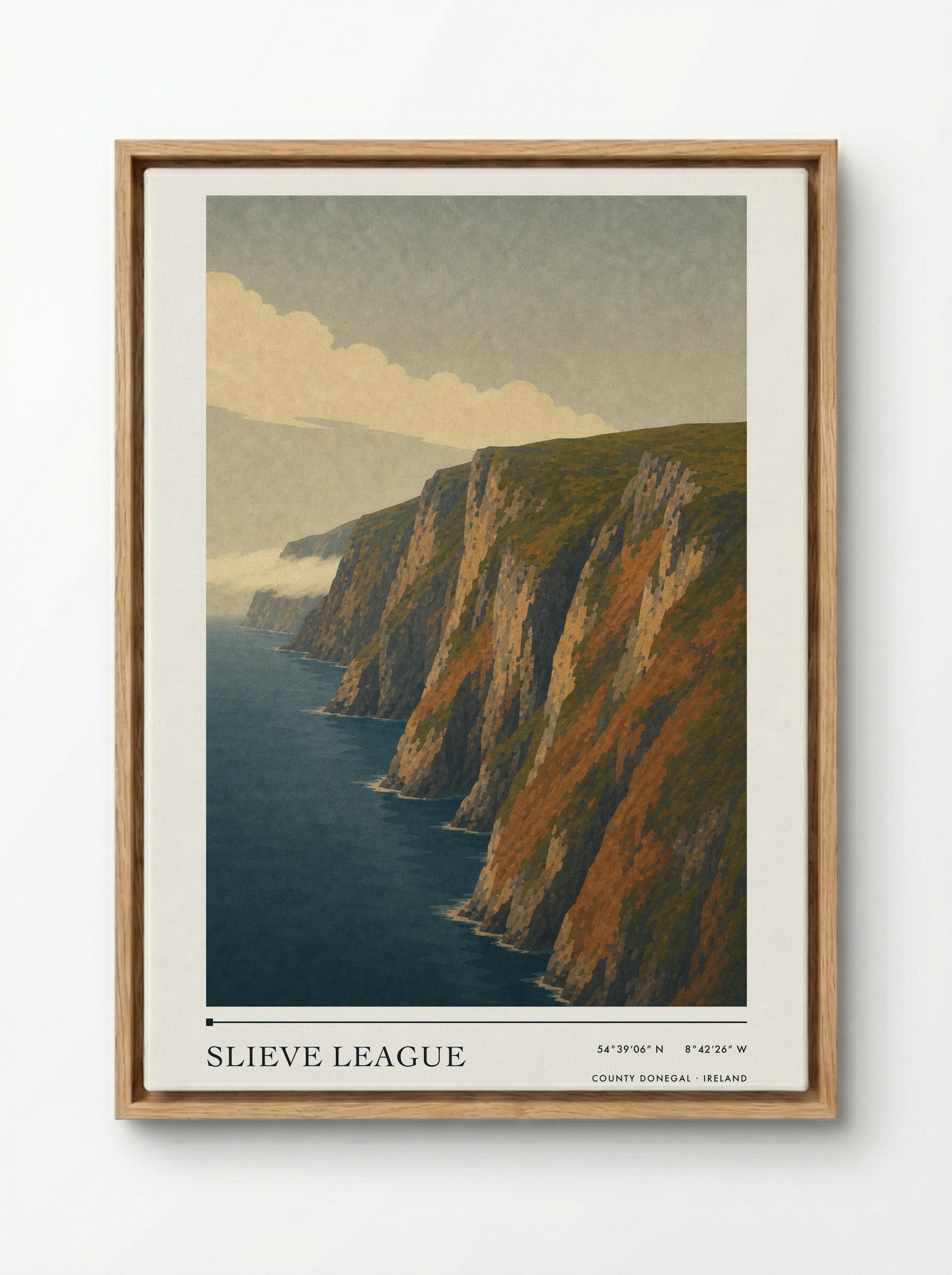 Slieve League Travel Poster Artwork - Framed Canvas Wood