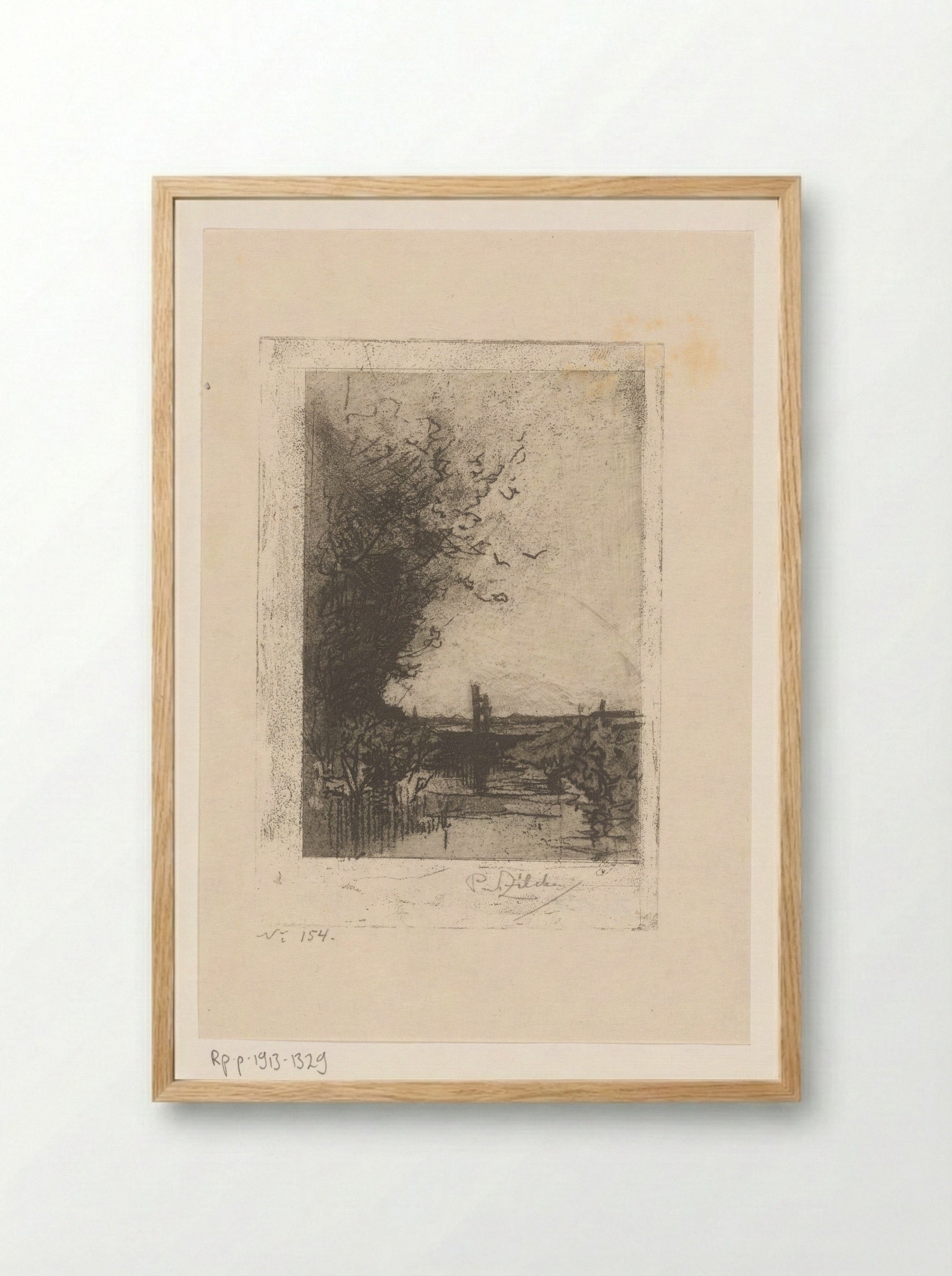 Sloot met bomen (Ditch with Trees) - Philip Zilcken - Framed Print Wood