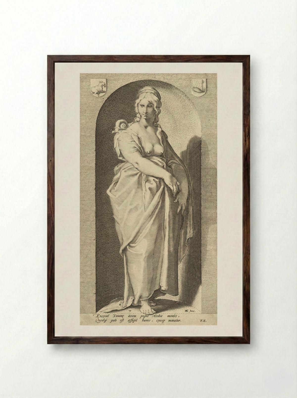 Sloth (Acedia) - Jacob Matham - Framed Print Dark Wood