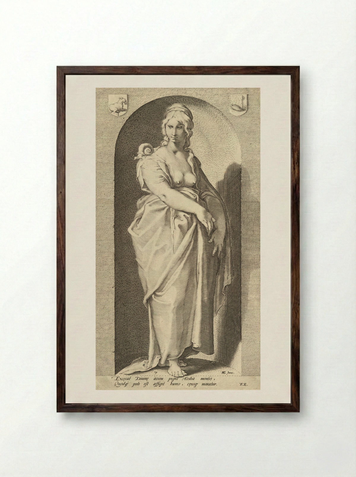Sloth (Acedia) - Jacob Matham - Framed Print Dark Wood