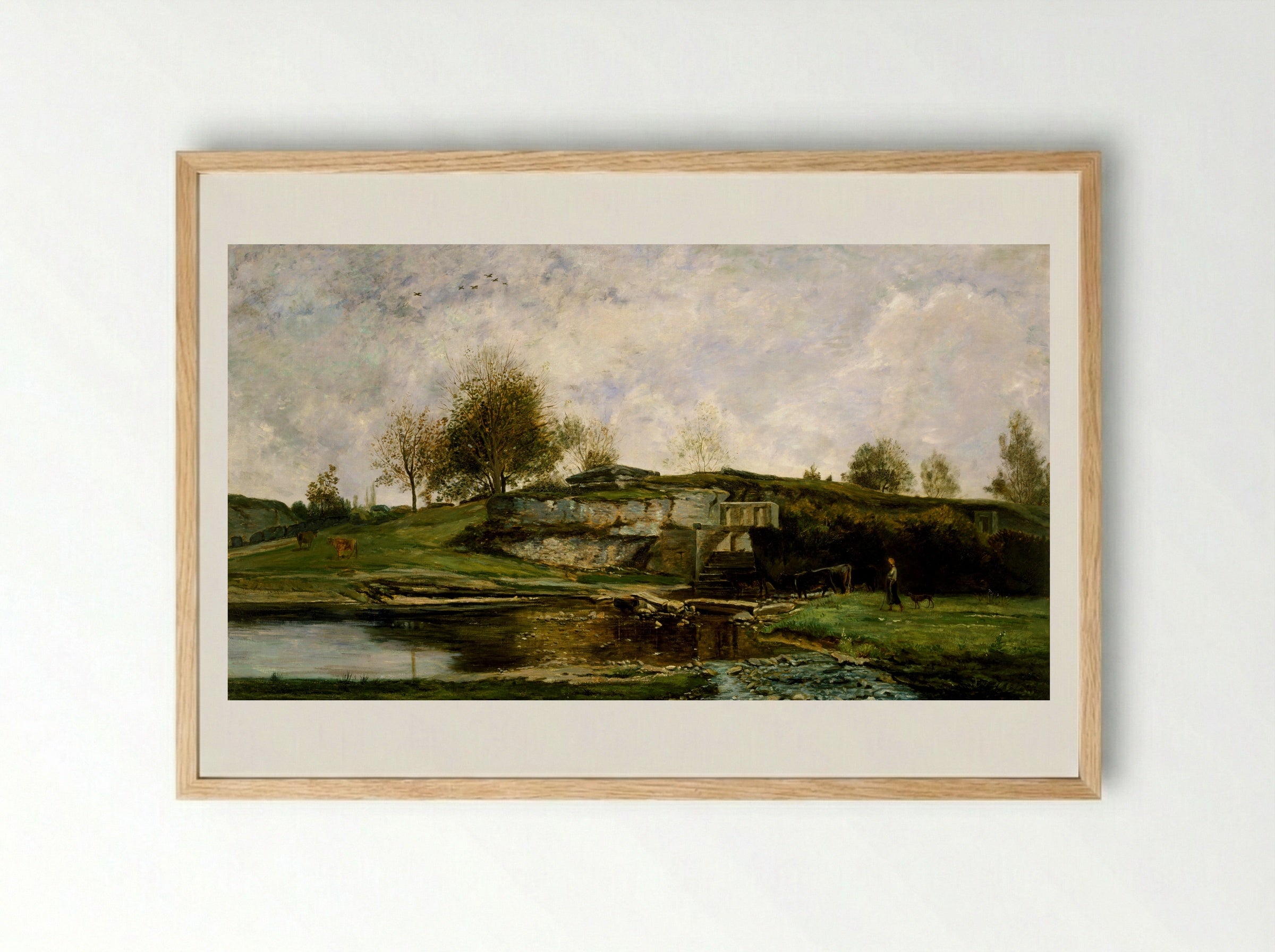 Sluice in the Optevoz Valley - Charles-François Daubigny - Framed Print Wood