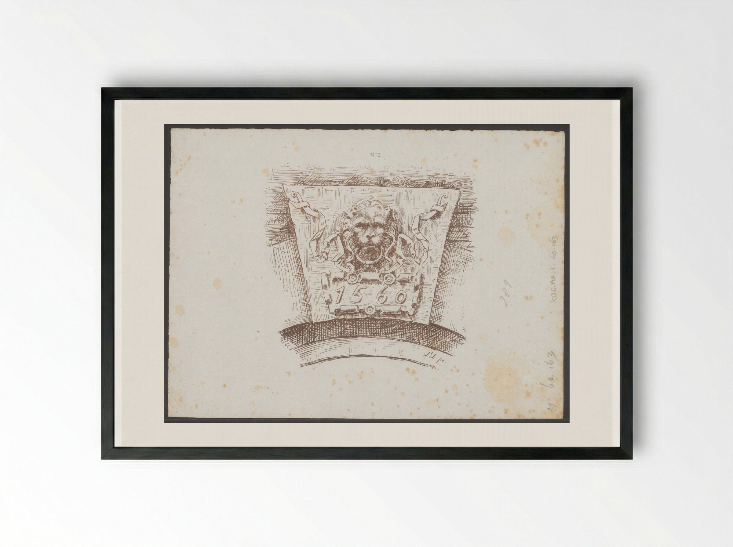 Sluitsteen met het jaartal 1560 - Jac van Looij - Framed Print Black