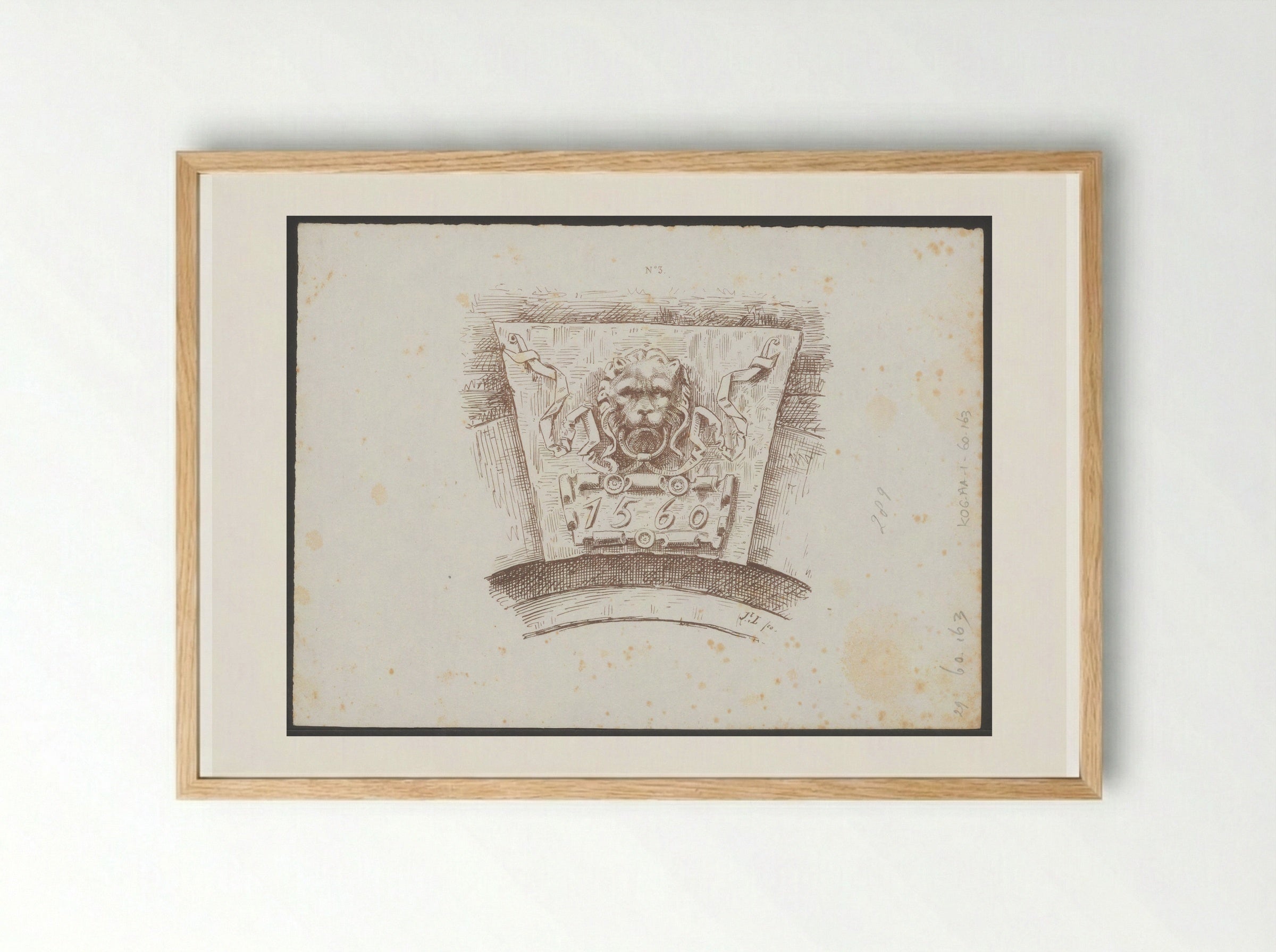 Sluitsteen met het jaartal 1560 - Jac van Looij - Framed Print Wood