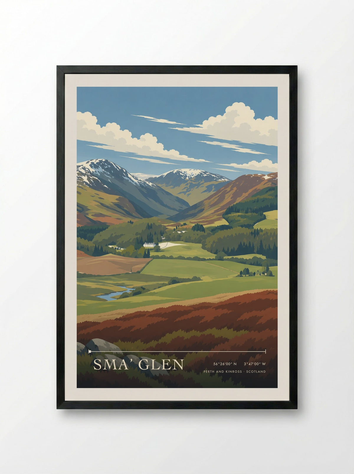 Sma’ Glen, Perth and Kinross | Travel Poster - Framed Print Black
