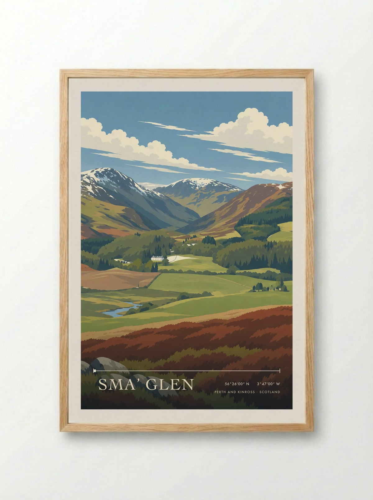 Sma’ Glen, Perth and Kinross | Travel Poster - Framed Print Wood
