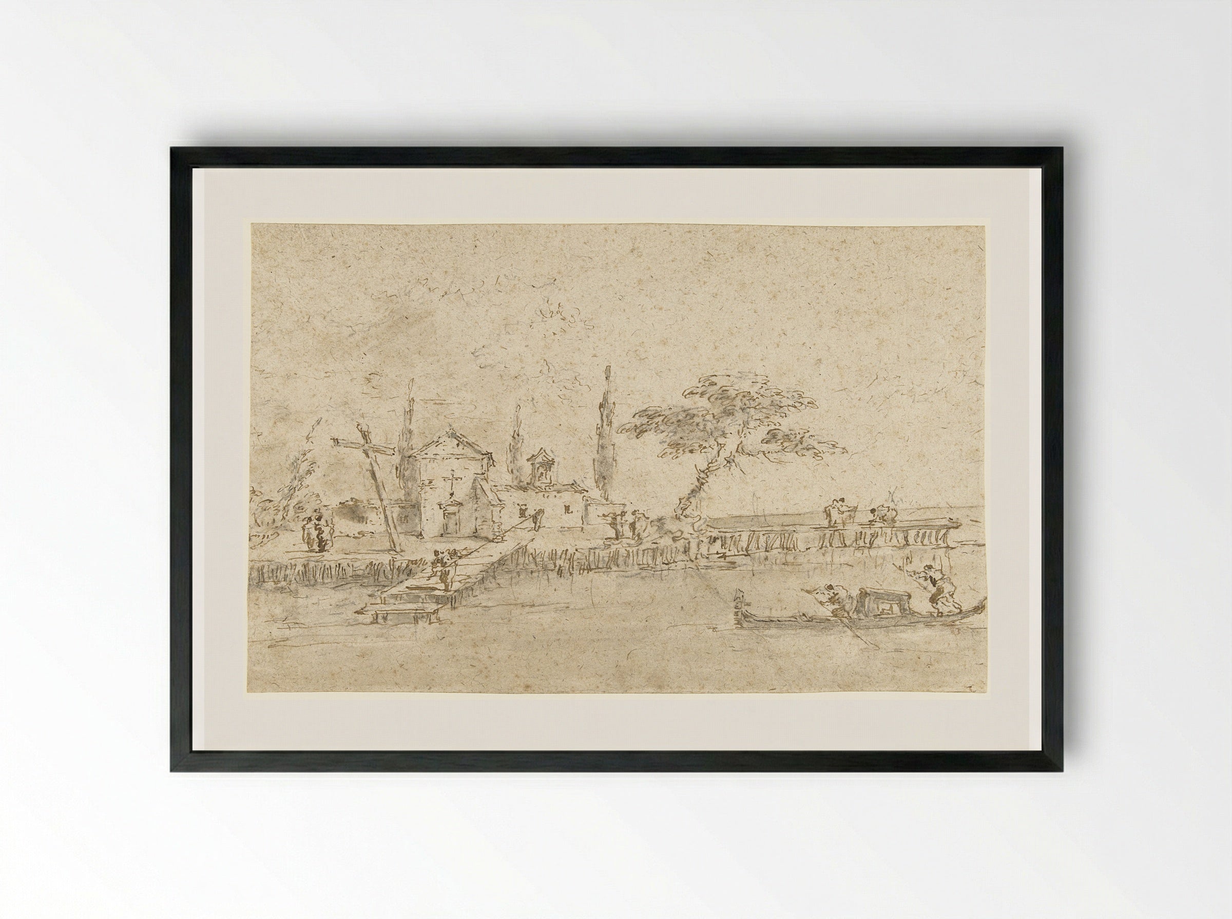 Small Chapel of a Monastery on one of the Islands near Venice - Francesco Guardi - Framed Print Black