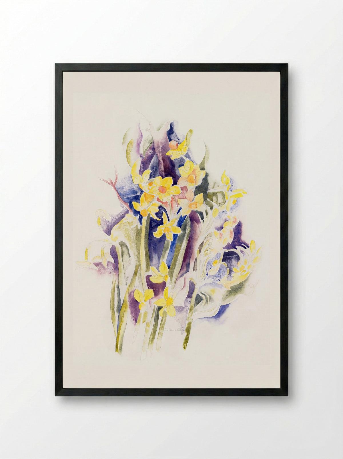 Small Daffodils - Charles Demuth - Framed Print Black