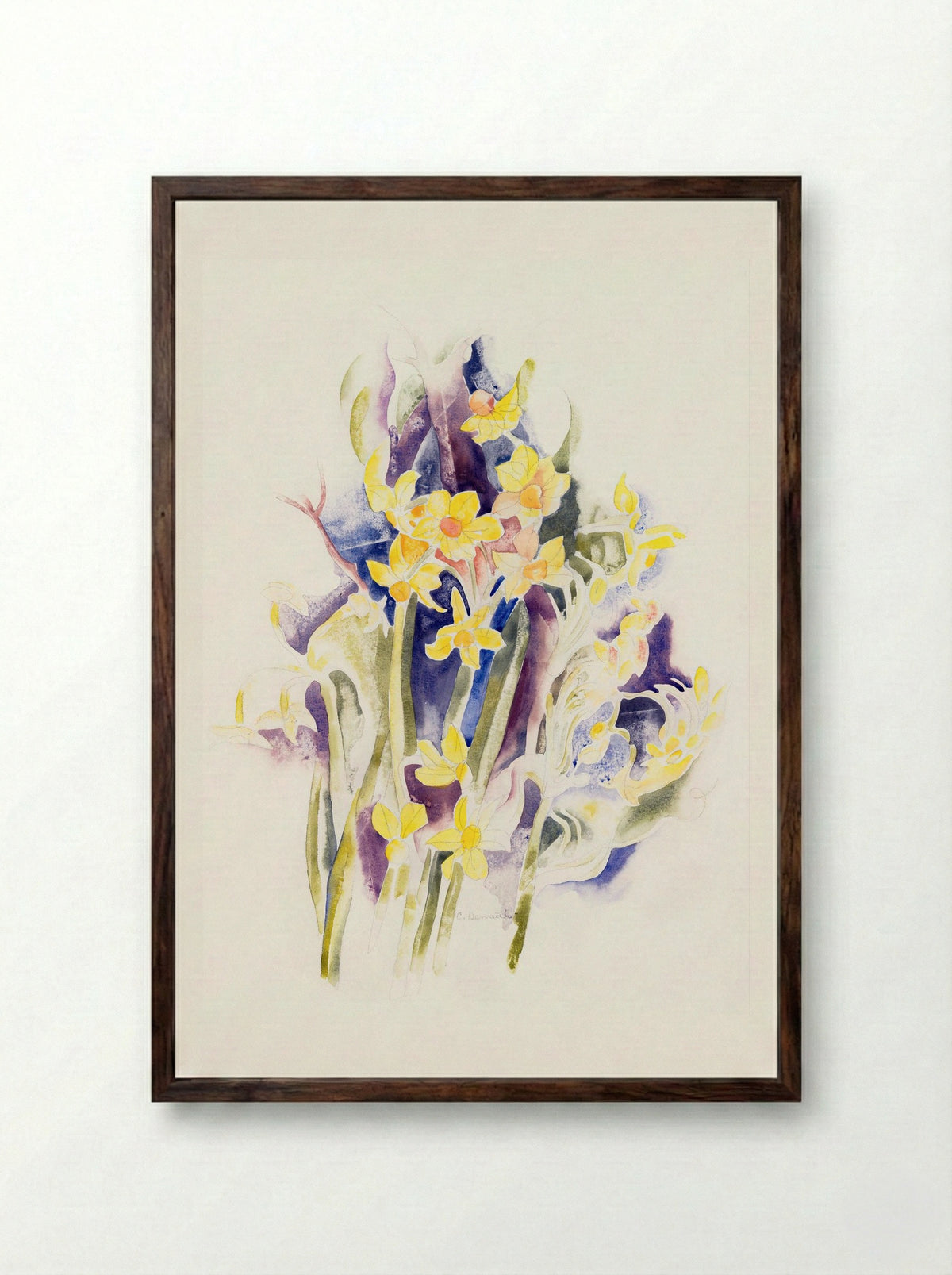 Small Daffodils - Charles Demuth - Framed Print Dark Wood