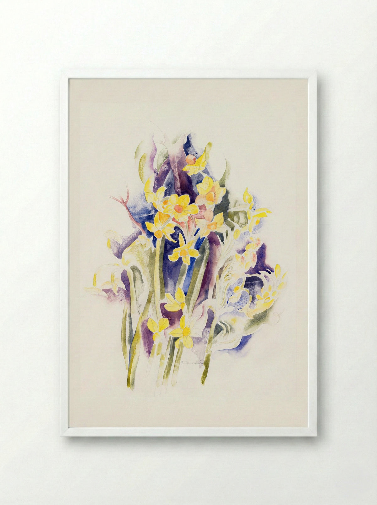 Small Daffodils - Charles Demuth - Framed Print White