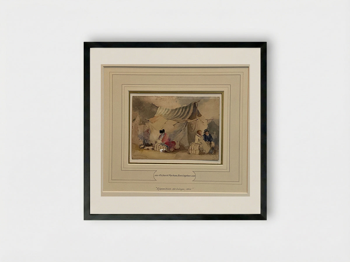 Small Figures and Tent - Richard Parkes Bonington - Framed Print Black