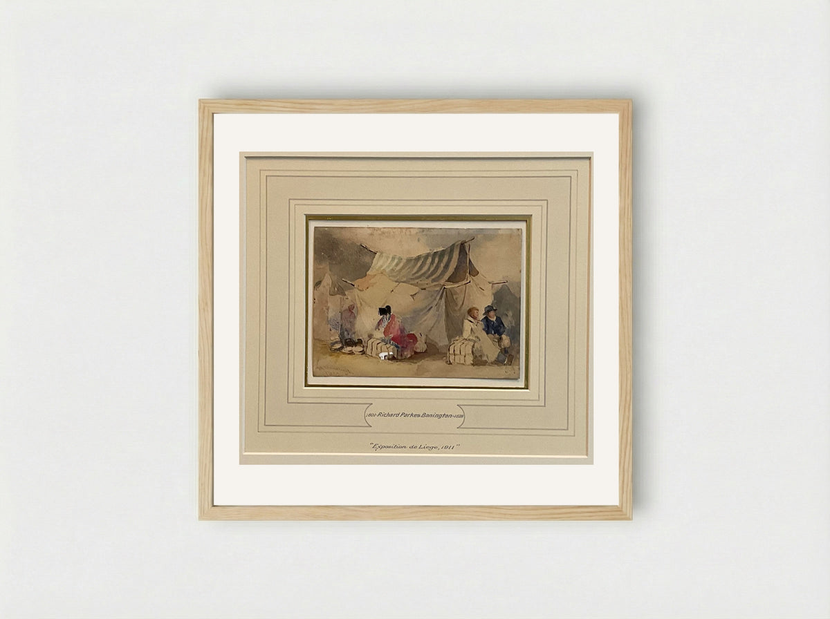 Small Figures and Tent - Richard Parkes Bonington - Framed Print Wood