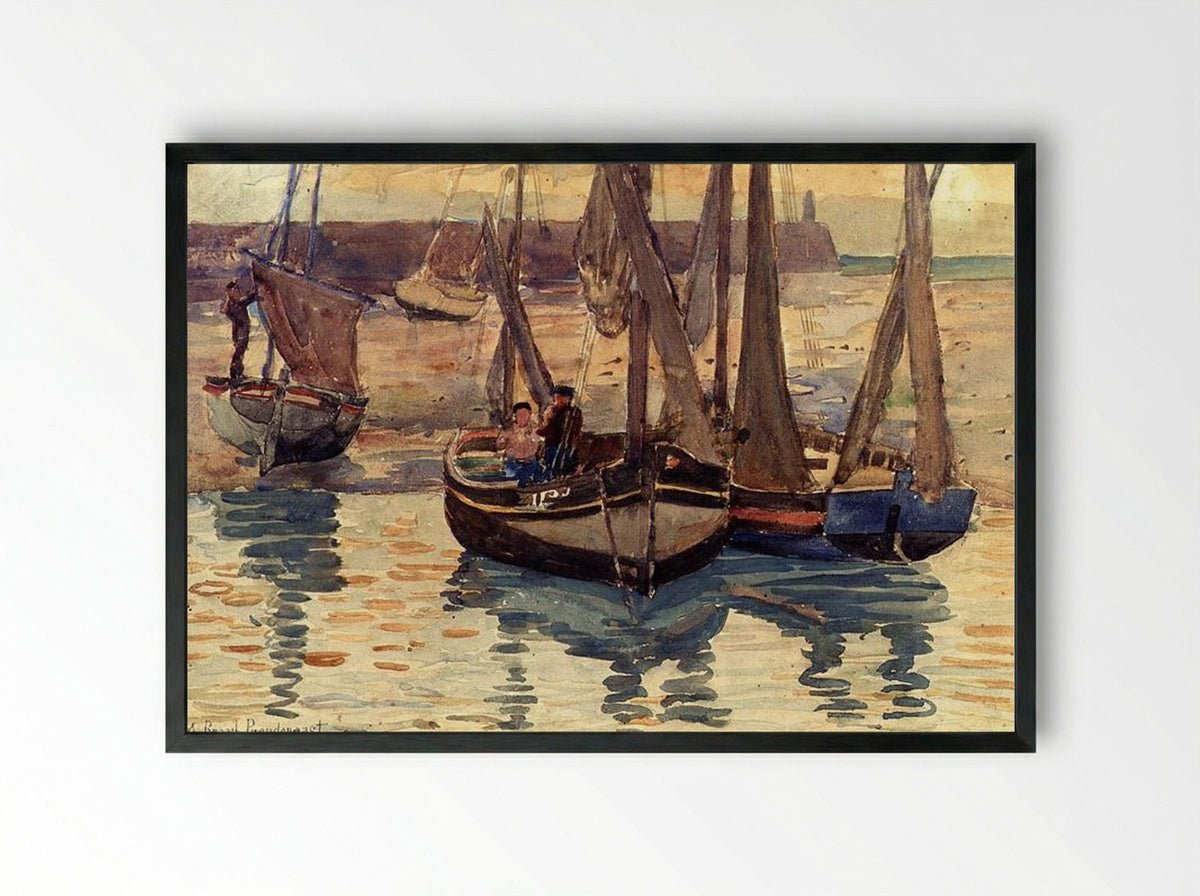 Small Fishing Boats, Treport, France - Maurice Prendergast - Framed Print Black