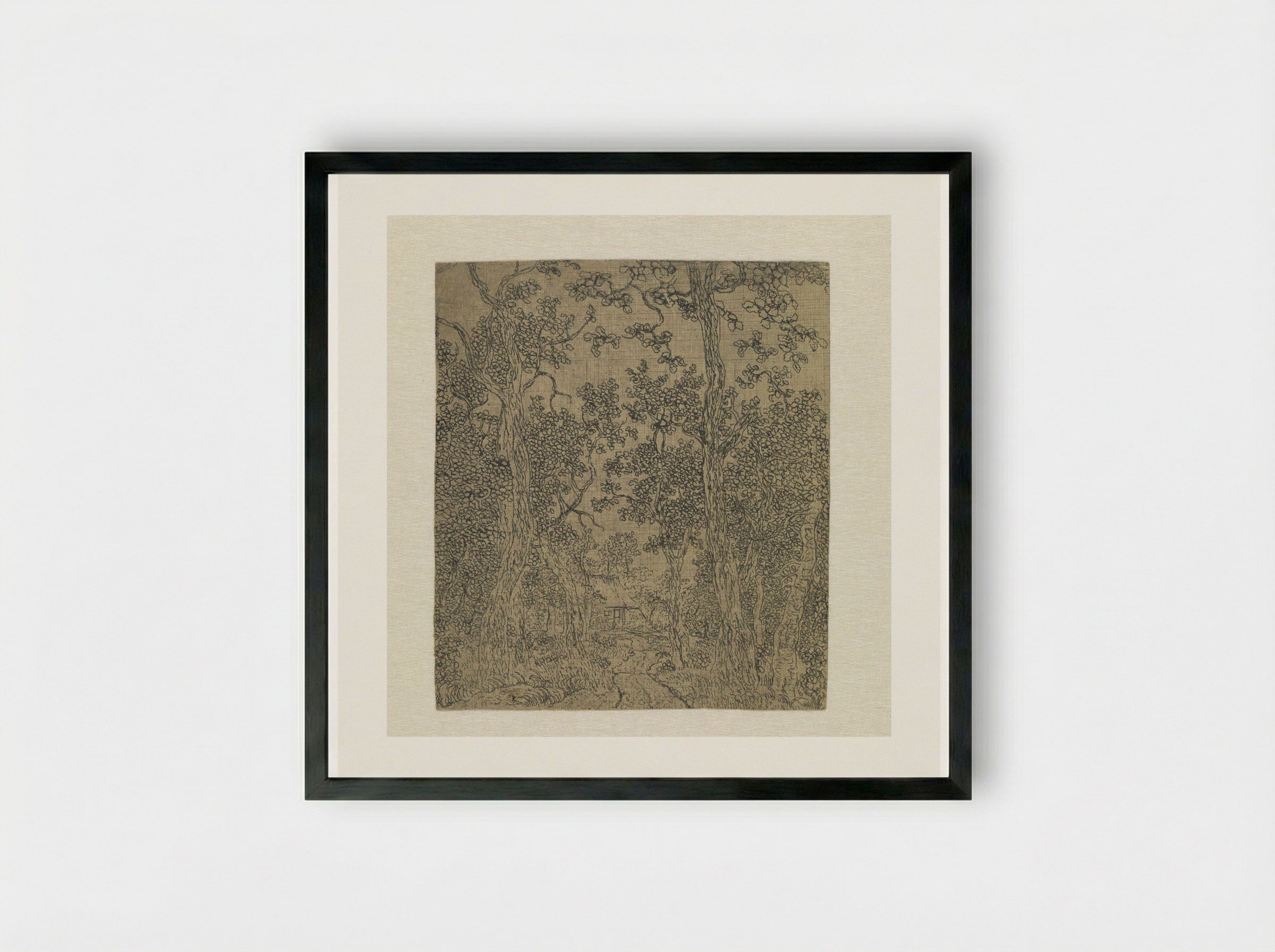 Small Wooded Landscape with a Road and a House - Hercules Segers - Framed Print Black