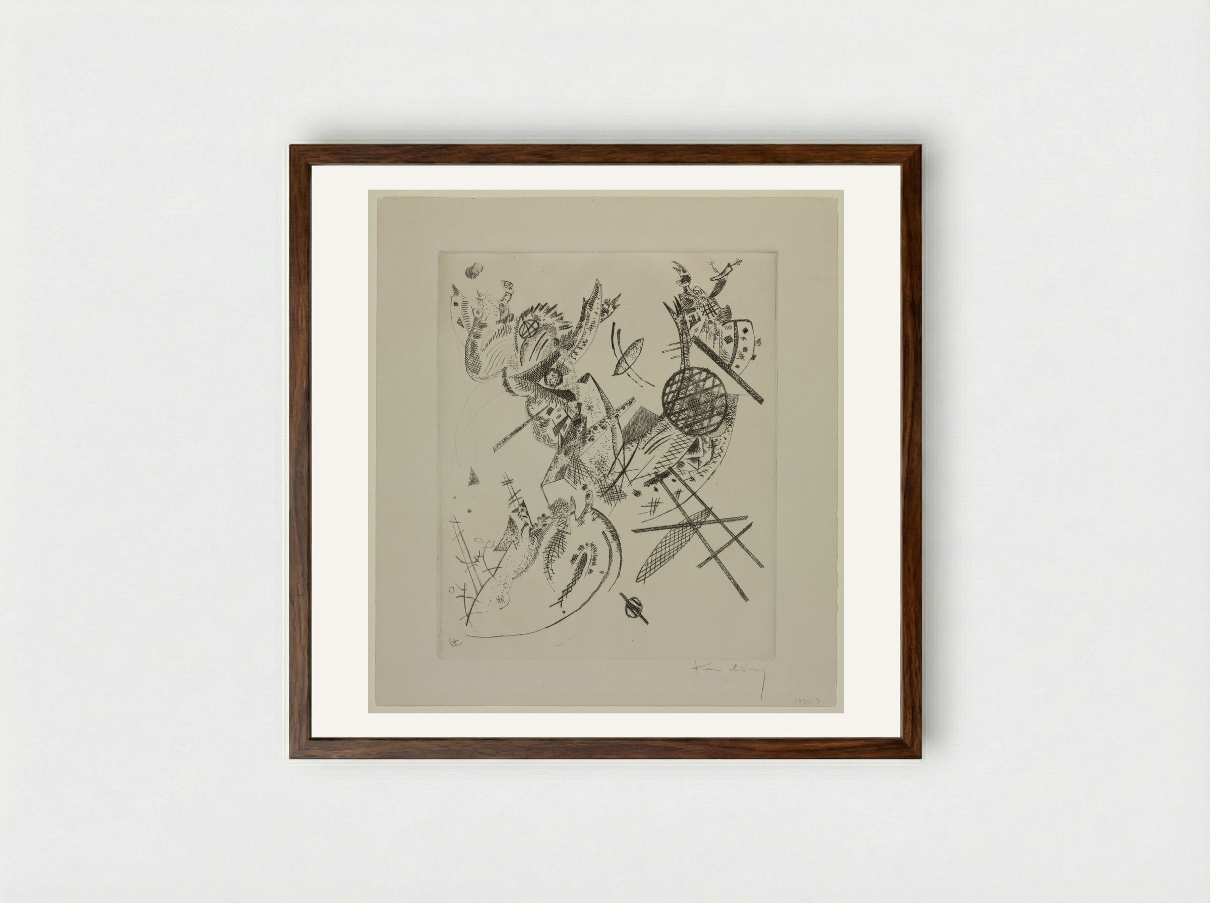 Small Worlds XII - Wassily Kandinsky - Framed Print Dark Wood